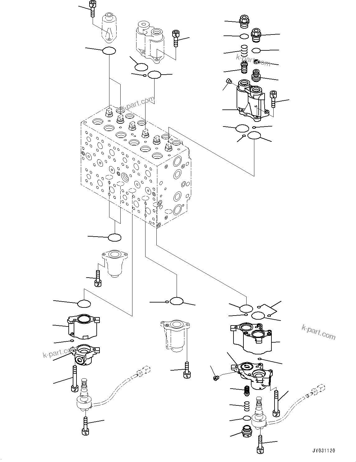 Komatsu parts book diagram for PC360LCI-11 S/N 94001-UP (For KAL): CONTROL VALVE, 9-SPOOL (4/26)(#90001-)