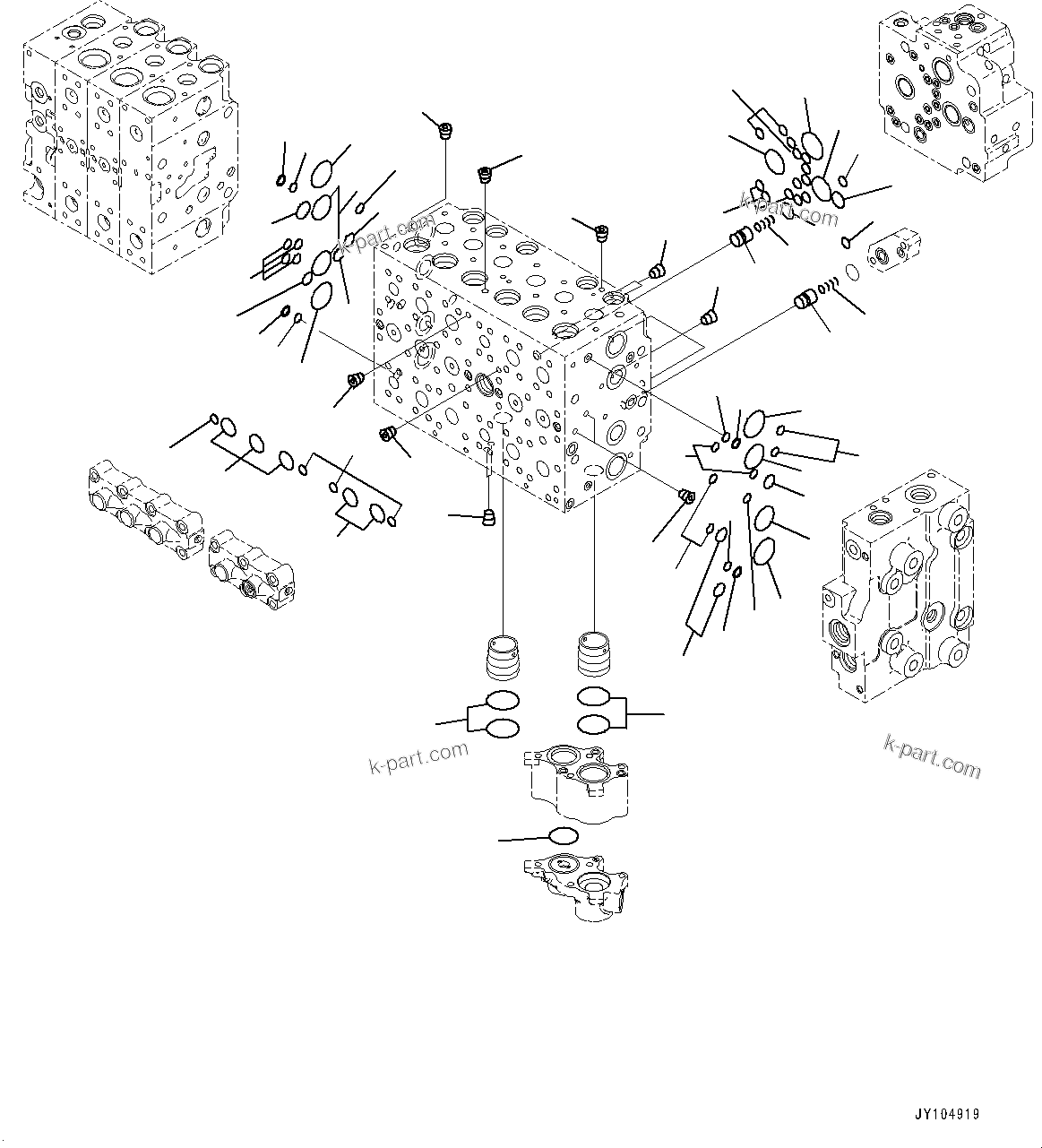 Komatsu parts book diagram for PC360LCI-11 S/N 94001-UP (For KAL): CONTROL VALVE, 9-SPOOL (5/26)(#90001-)