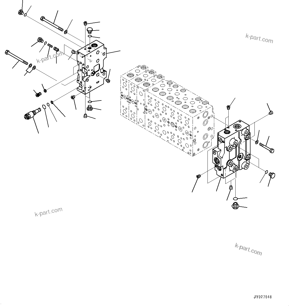 Komatsu parts book diagram for PC360LCI-11 S/N 94001-UP (For KAL): CONTROL VALVE, 9-SPOOL (8/26)(#90001-)