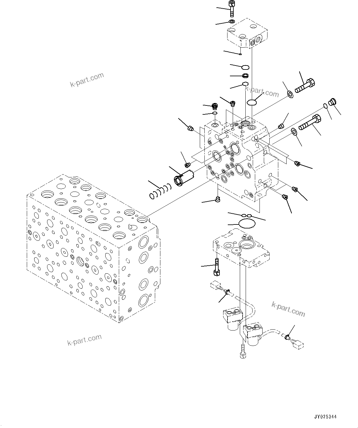 Komatsu parts book diagram for PC360LCI-11 S/N 94001-UP (For KAL): CONTROL VALVE, 9-SPOOL (15/26)(#90001-)