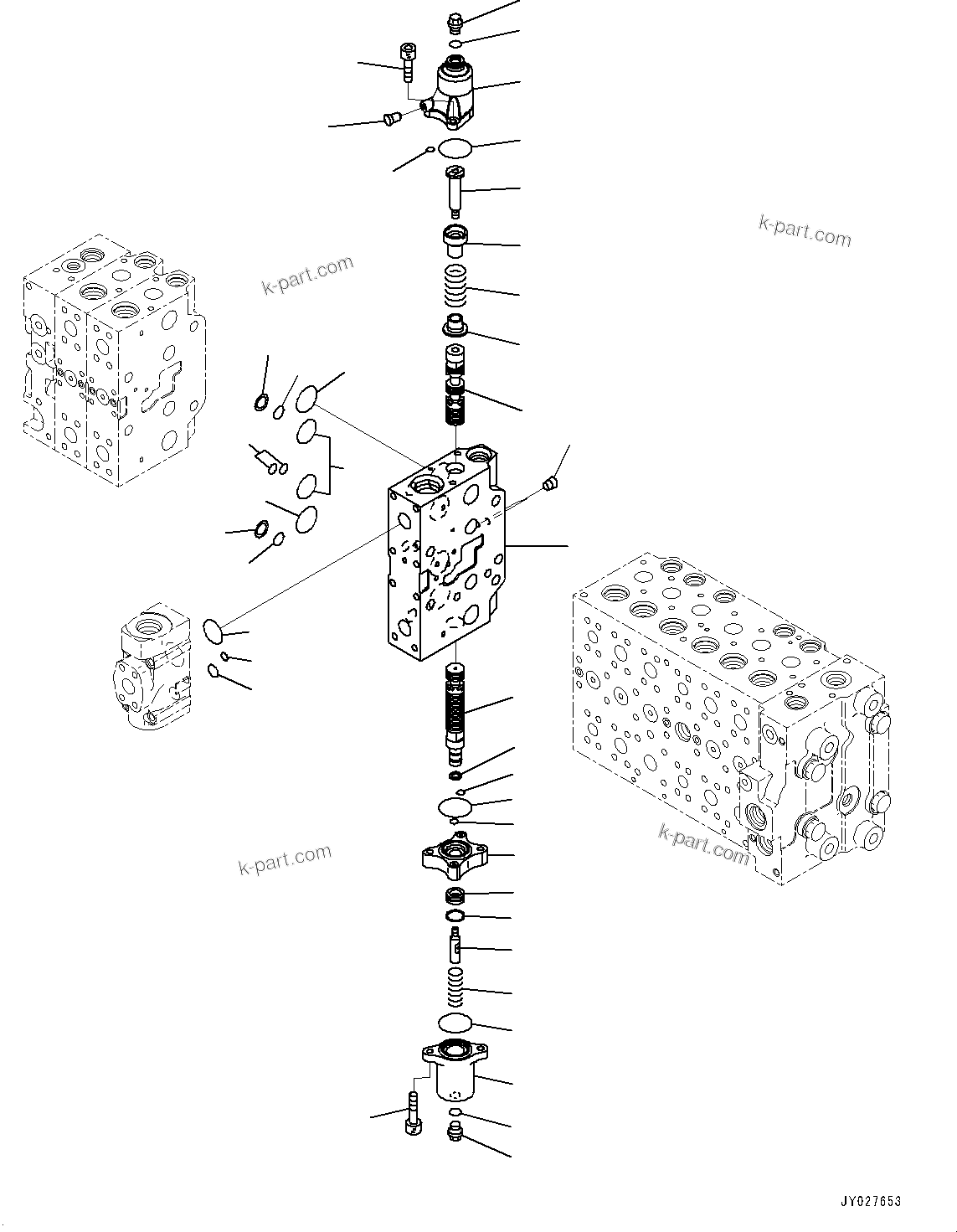 Komatsu parts book diagram for PC360LCI-11 S/N 94001-UP (For KAL): CONTROL VALVE, 9-SPOOL (16/26)(#90001-)
