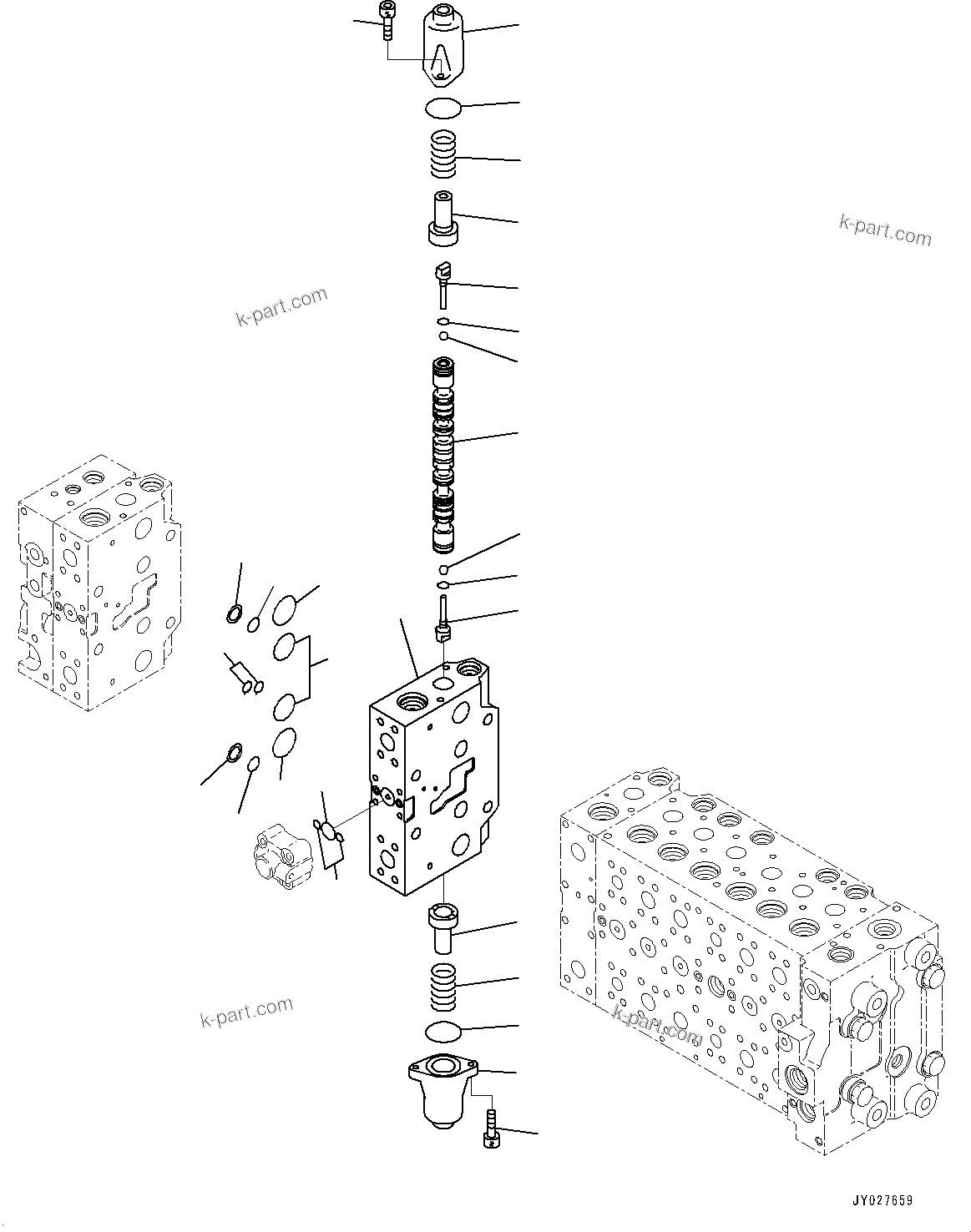 Komatsu parts book diagram for PC360LCI-11 S/N 94001-UP (For KAL): CONTROL VALVE, 9-SPOOL (22/26)(#90001-)