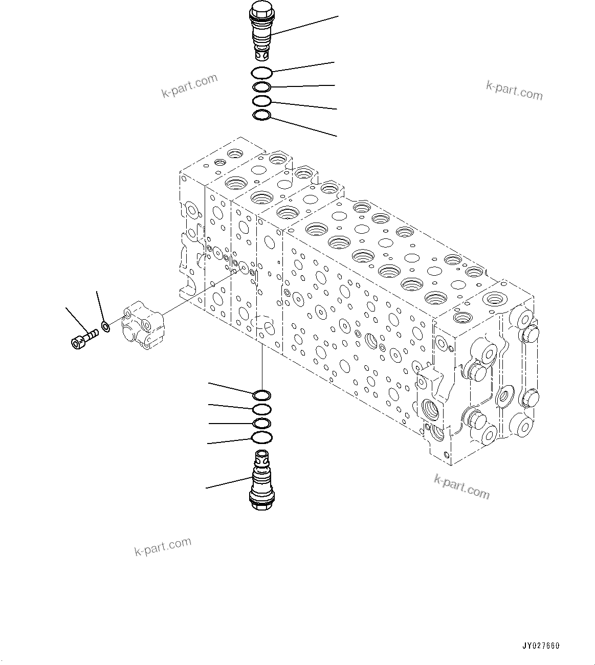 Komatsu parts book diagram for PC360LCI-11 S/N 94001-UP (For KAL): CONTROL VALVE, 9-SPOOL (23/26)(#90001-)