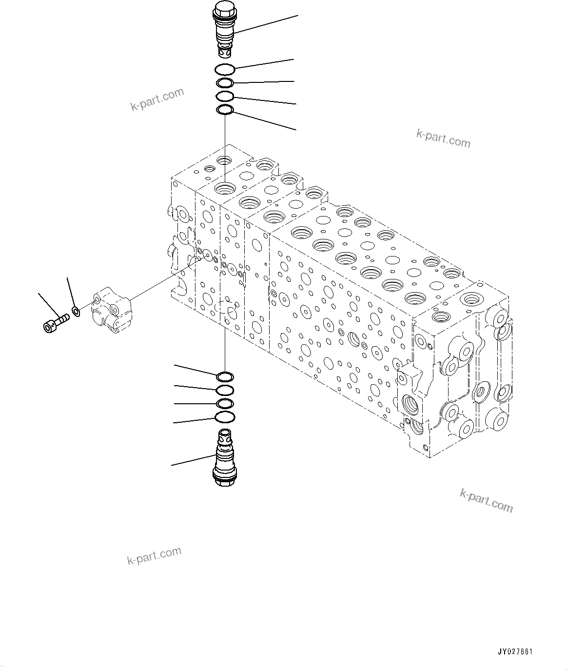 Komatsu parts book diagram for PC360LCI-11 S/N 94001-UP (For KAL): CONTROL VALVE, 9-SPOOL (25/26)(#90001-)