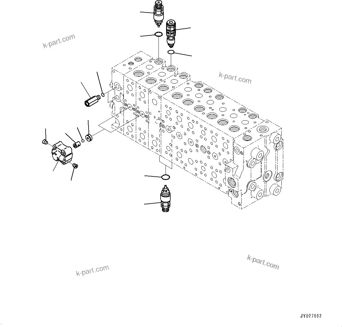 Komatsu parts book diagram for PC360LCI-11 S/N 94001-UP (For KAL): CONTROL VALVE, 9-SPOOL (26/26)(#90001-91361)