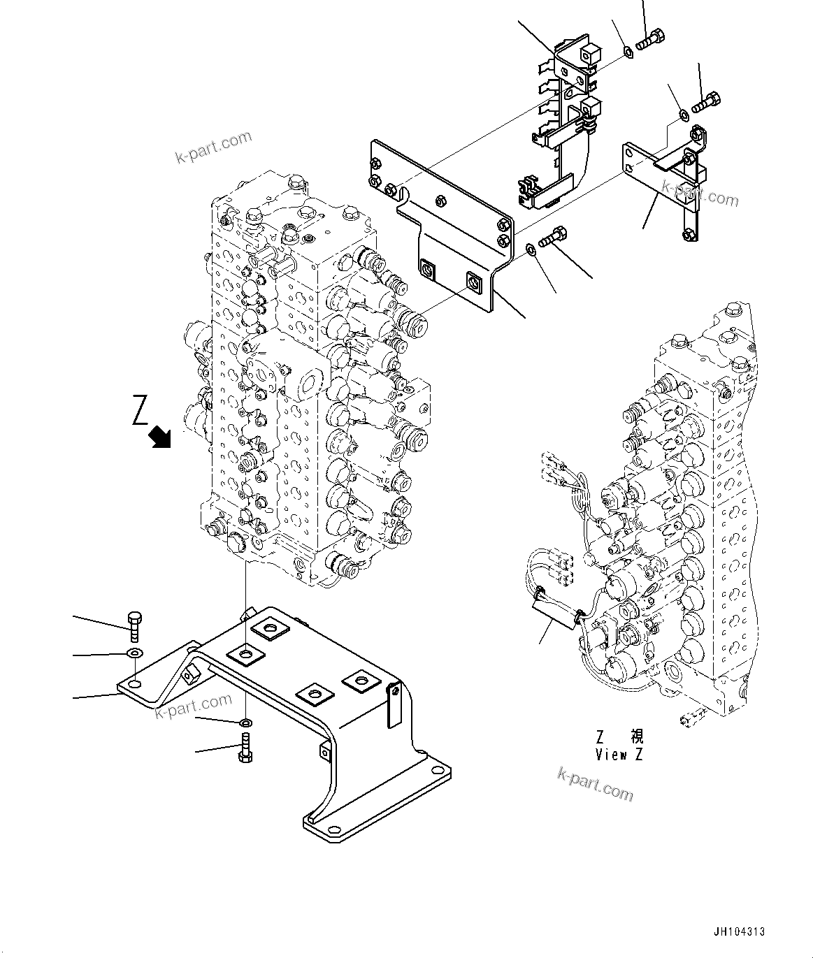Komatsu parts book diagram for PC360LCI-11 S/N 94001-UP (For KAL): CONTROL VALVE, BRACKET(#90001-)
