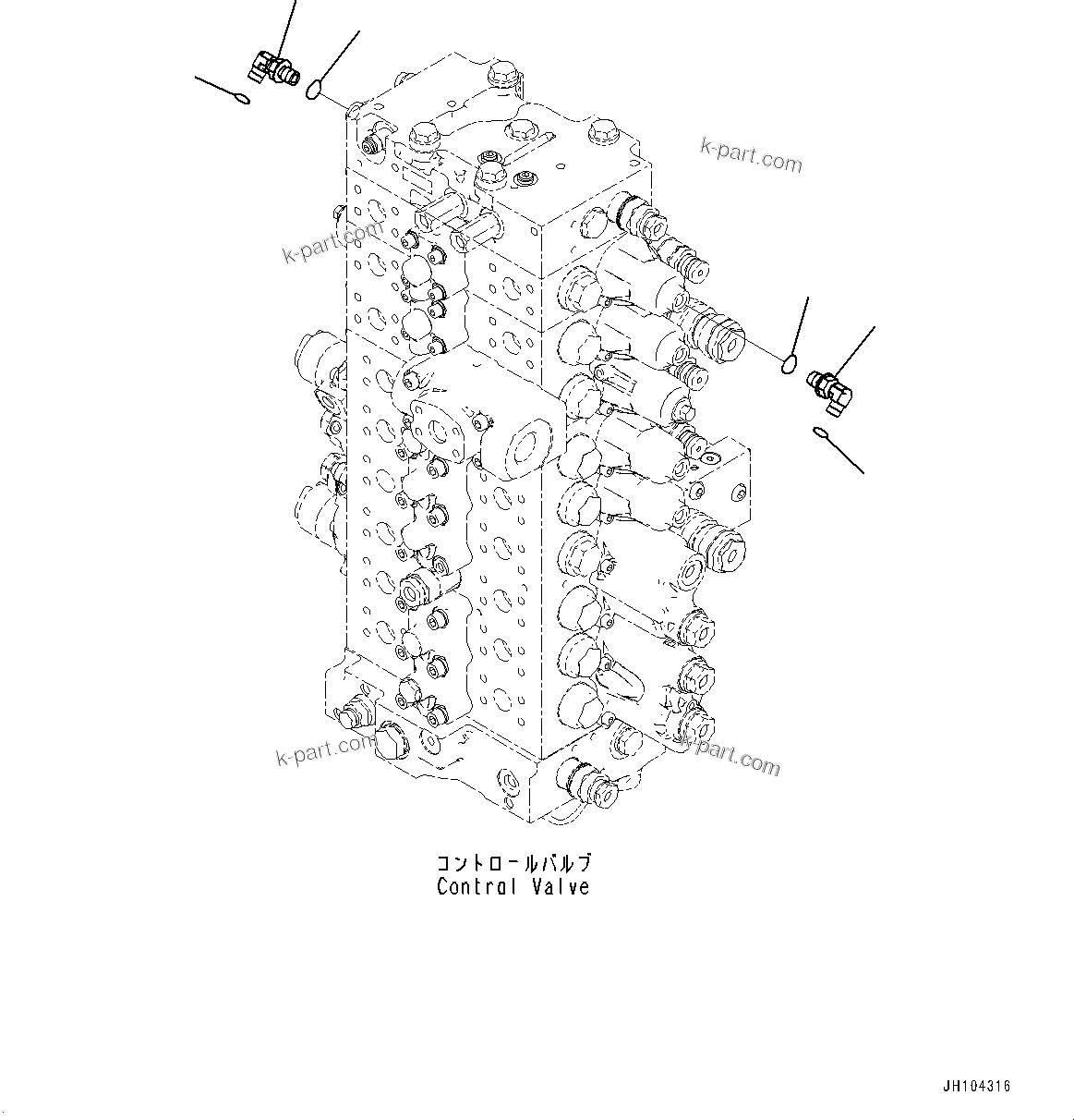 Komatsu parts book diagram for PC360LCI-11 S/N 94001-UP (For KAL): CONTROL VALVE, CONTROL VALVE RELATED PARTS (2/2)(#90001-)