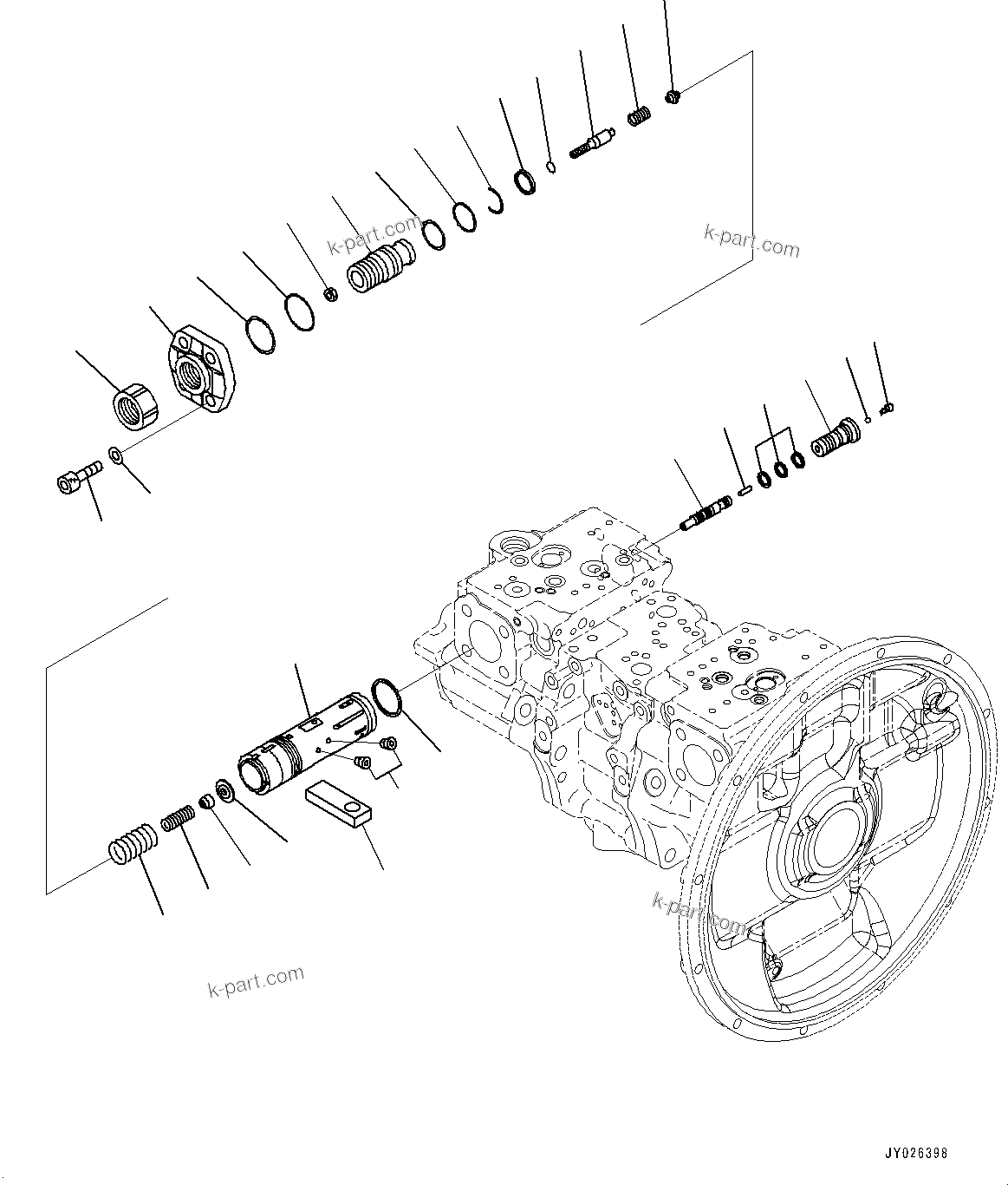 Komatsu parts book diagram for PC360LCI-11 S/N 94001-UP (For KAL): HYDRAULIC PUMP, PISTON PUMP (8/13)(#90652-)