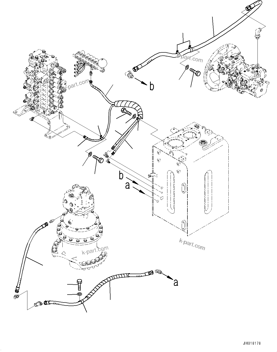 Komatsu parts book diagram for PC360LCI-11 S/N 94001-UP (For KAL): DRAIN PIPING, (#90156-)
