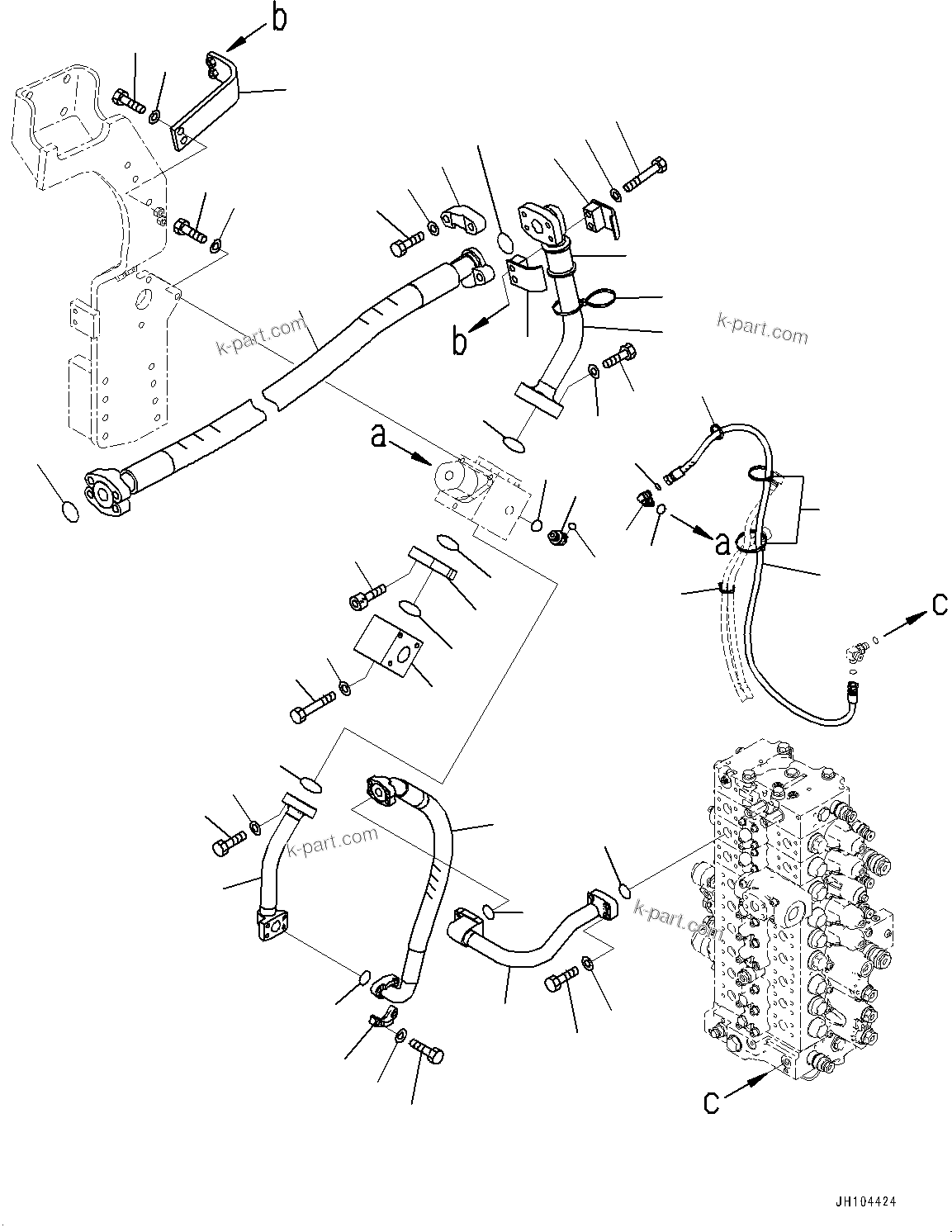 Komatsu parts book diagram for PC360LCI-11 S/N 94001-UP (For KAL): ATTACHMENT PIPING, MAIN PIPING, R.H.(#94001-)