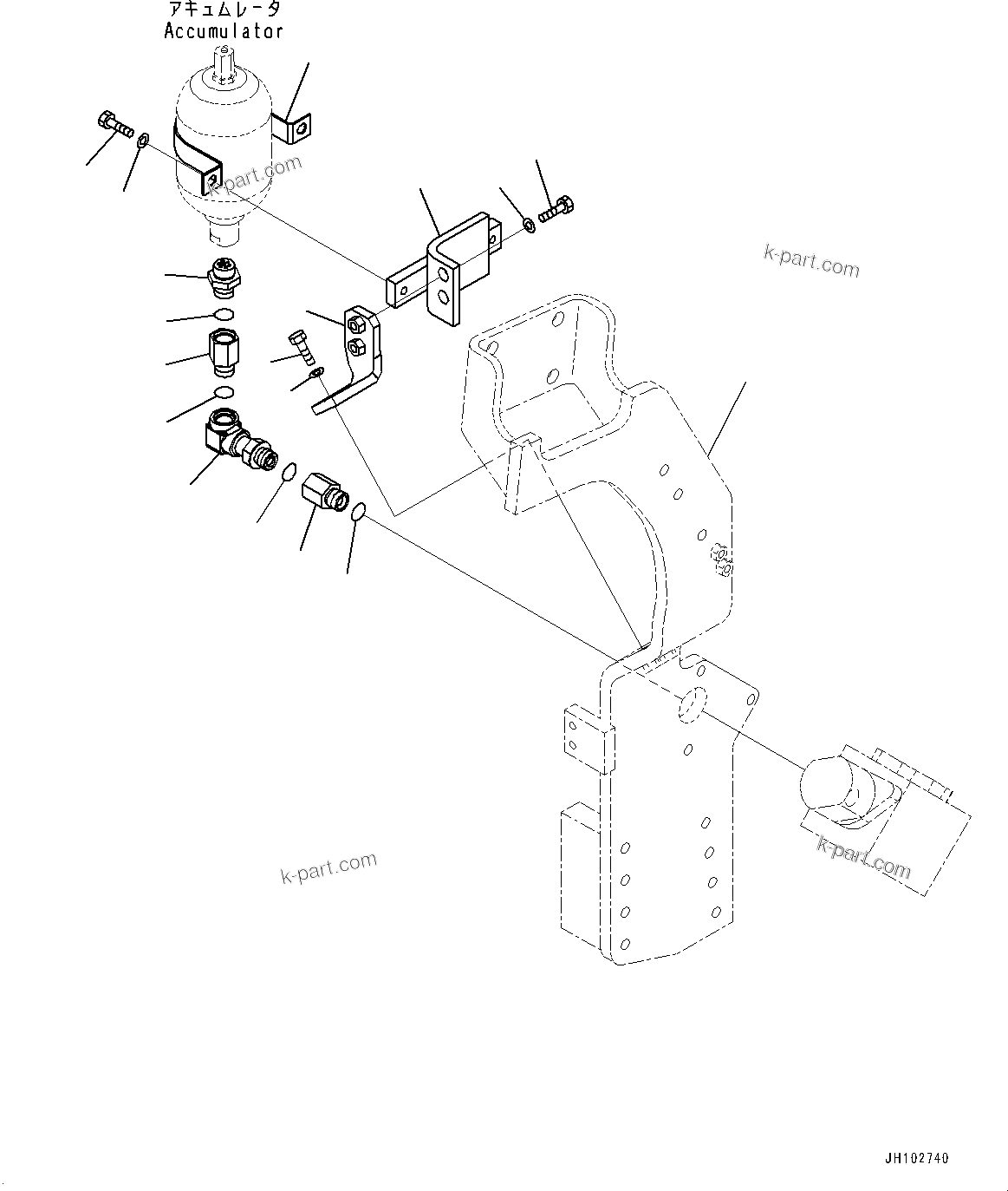Komatsu parts book diagram for PC360LCI-11 S/N 94001-UP (For KAL): ATTACHMENT PIPING, ACCUMULATOR MOUNTING(#94001-)