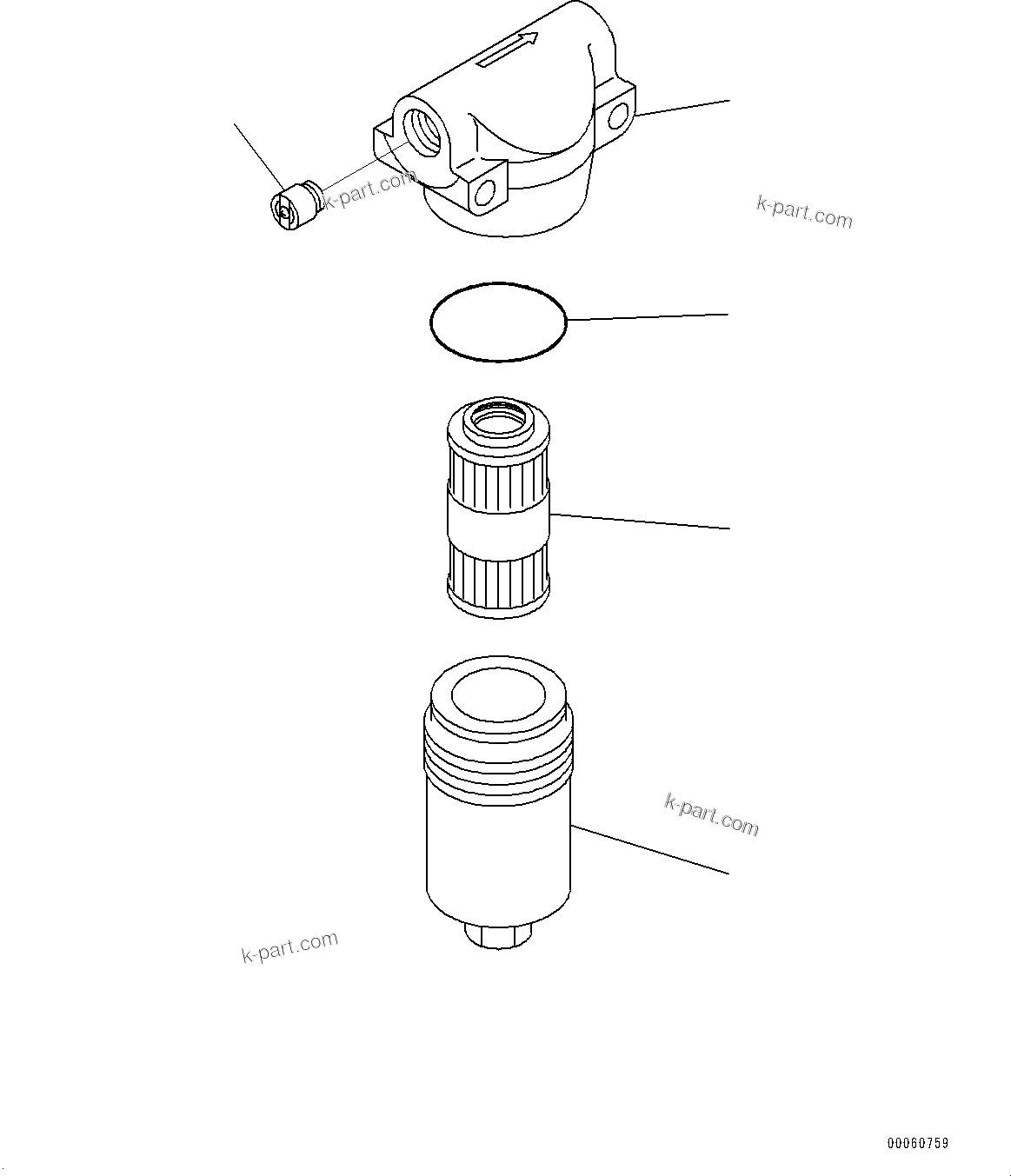 Komatsu parts book diagram for PC360LCI-11 S/N 94001-UP (For KAL): ATTACHMENT PIPING, PILOT FILTER(#94001-)