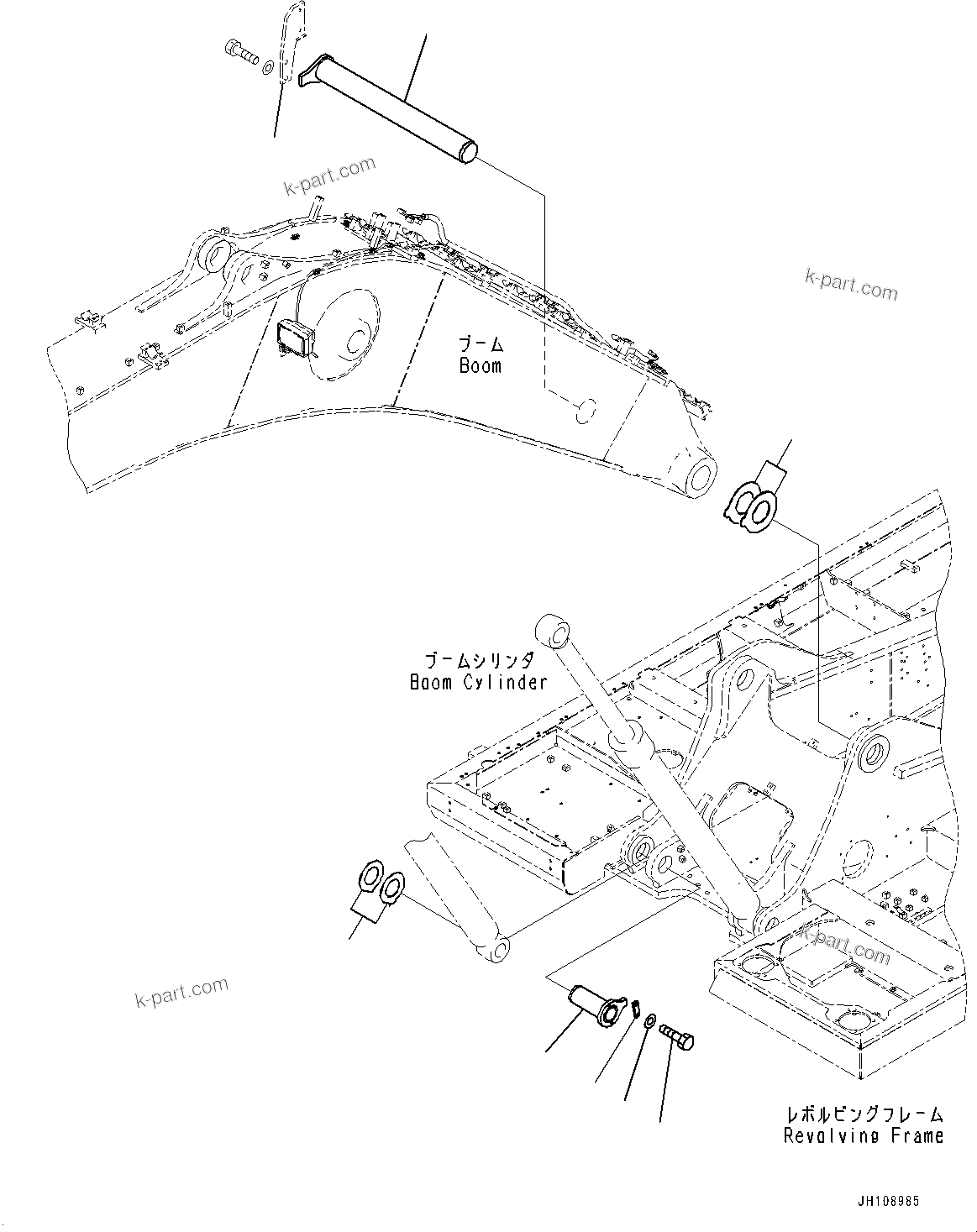 Komatsu parts book diagram for PC360LCI-11 S/N 94001-UP (For KAL): BOOM FOOT PIN, (#90156-)
