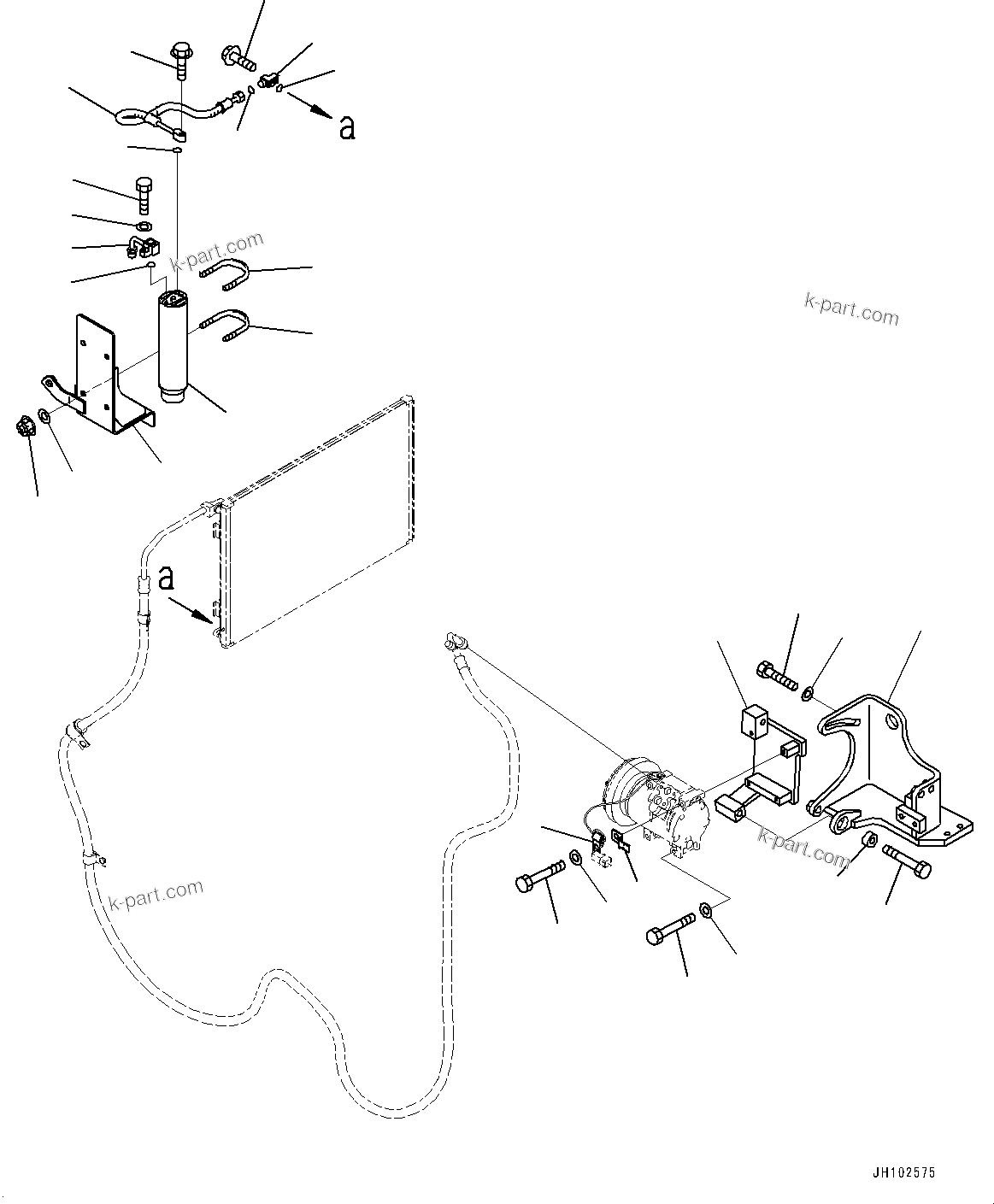 Komatsu parts book diagram for PC360LCI-11 S/N 94001-UP (For KAL): AIR CONDITIONER UNIT, COMPRESSOR MOUNTING(#90156-)