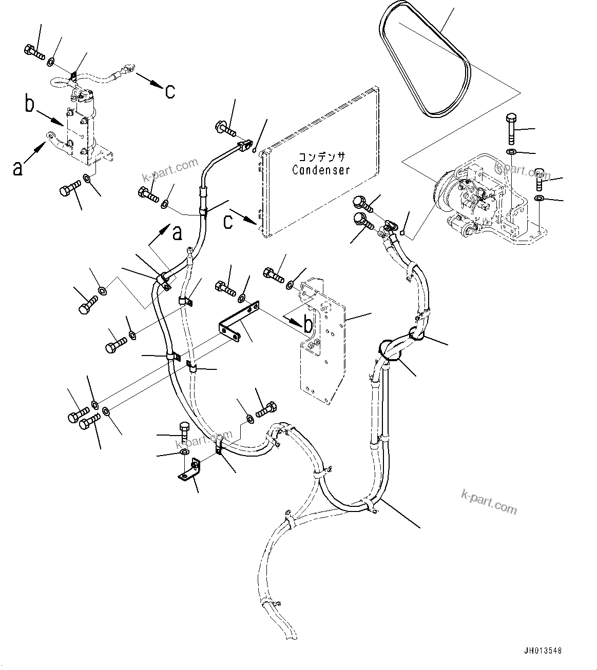 Komatsu parts book diagram for PC360LCI-11 S/N 94001-UP (For KAL): AIR CONDITIONER UNIT, AIR CONDITIONER PIPING MOUNTING (2/2)(#90156-)