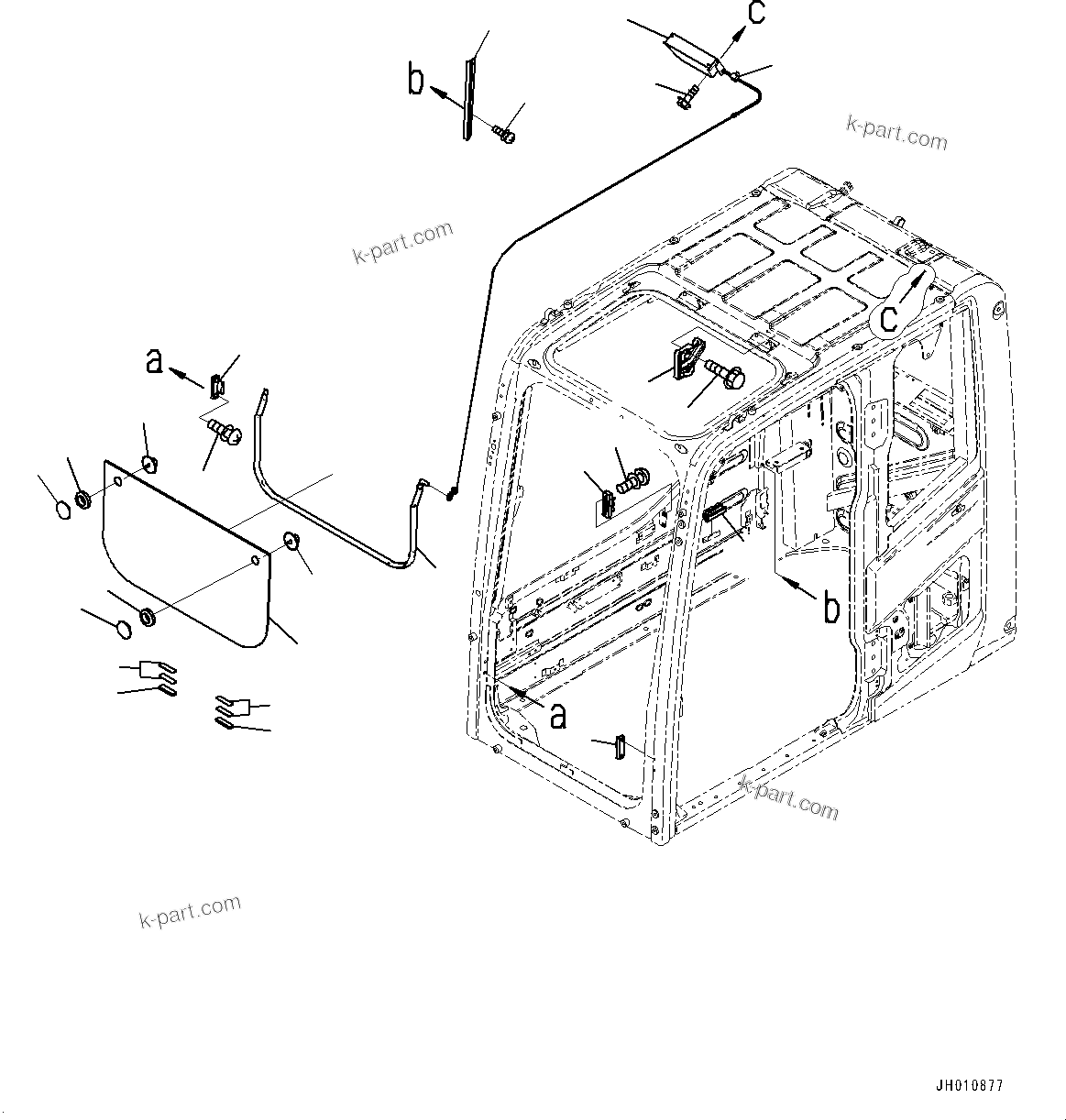 Komatsu parts book diagram for PC360LCI-11 S/N 94001-UP (For KAL): CAB, FRONT LOWER WINDOW(#94001-)