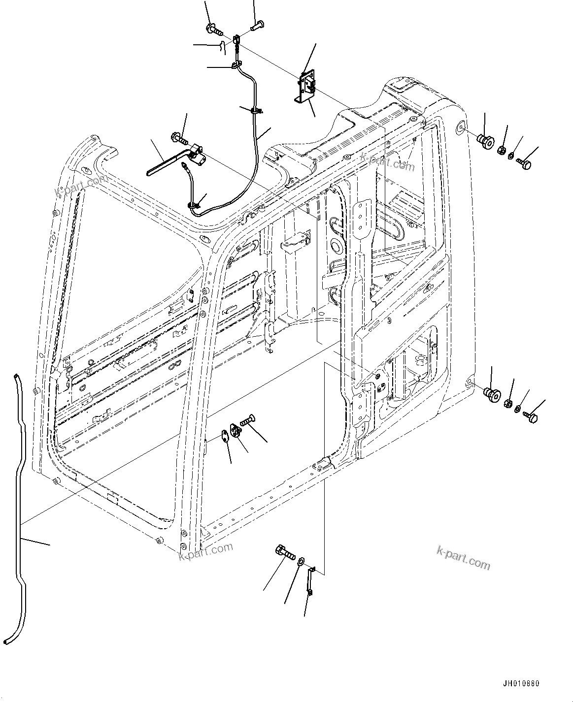 Komatsu parts book diagram for PC360LCI-11 S/N 94001-UP (For KAL): CAB, OPEN LOCK AND DOOR CATCH(#94001-)