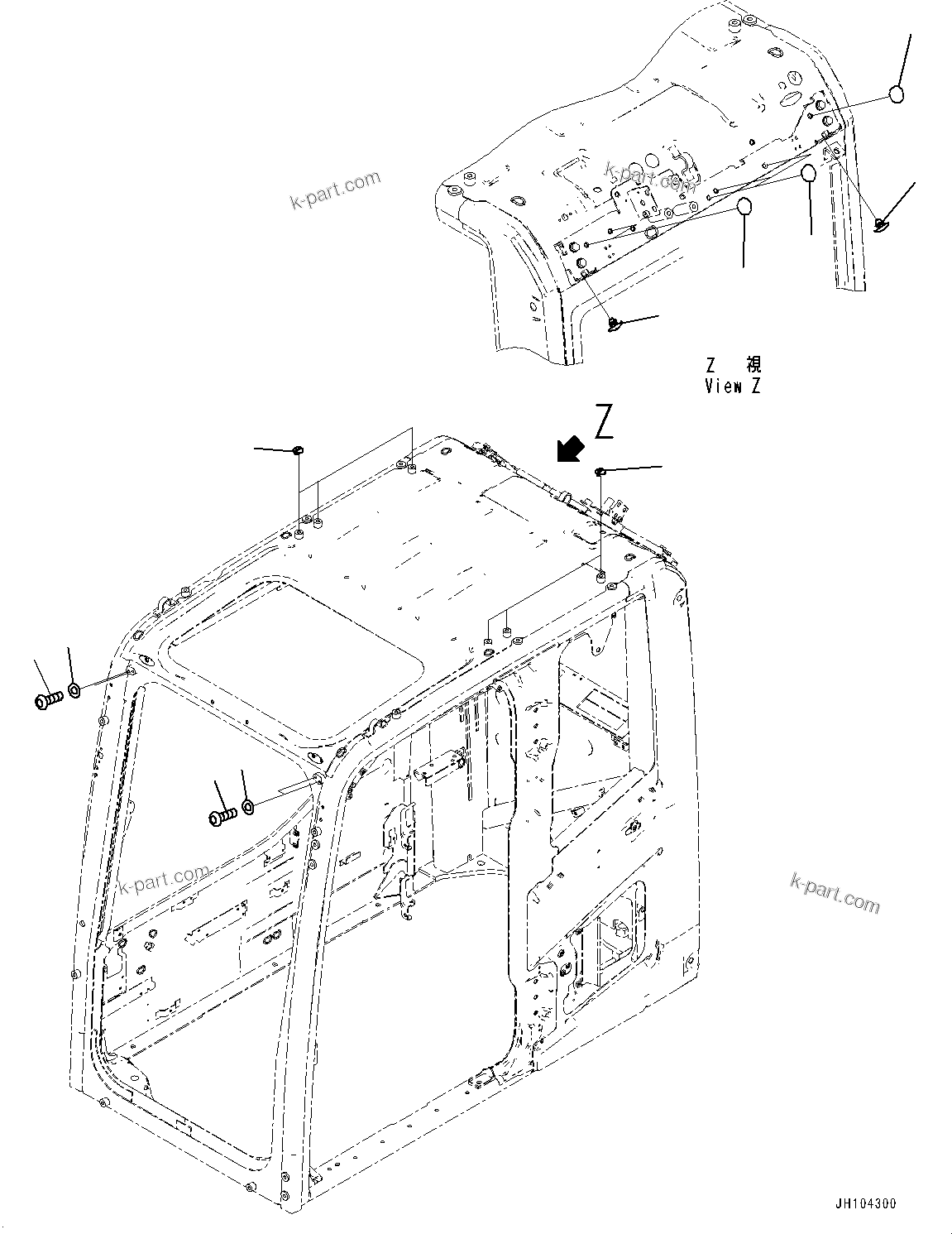 Komatsu parts book diagram for PC360LCI-11 S/N 94001-UP (For KAL): CAB, BLIND PARTS (1/3)(#94001-)