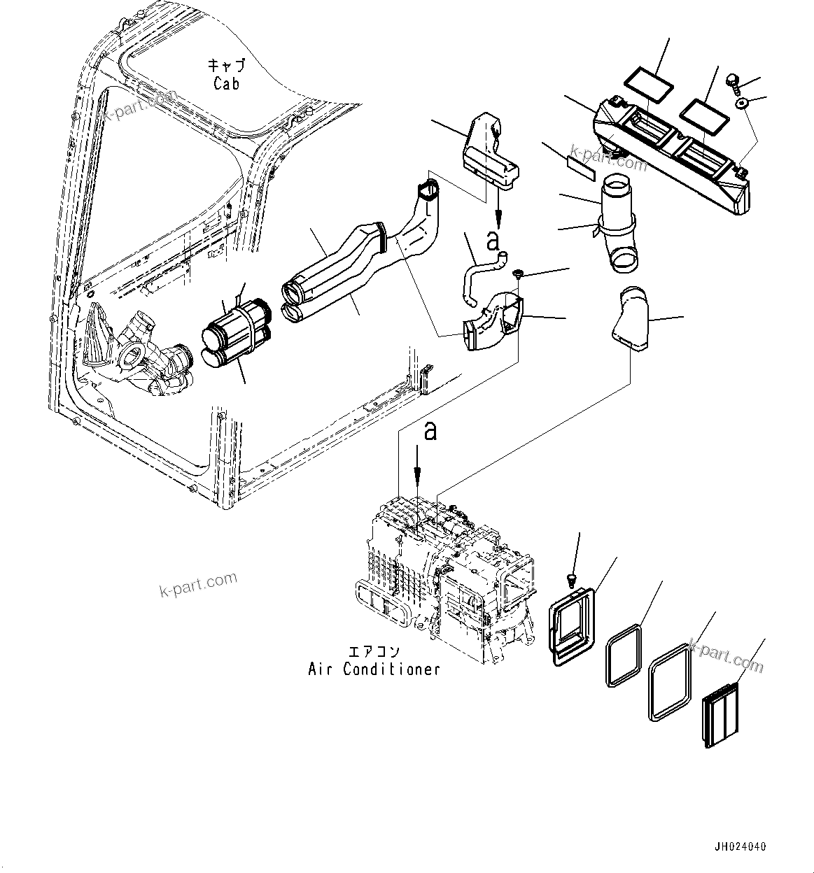 Komatsu parts book diagram for PC360LCI-11 S/N 94001-UP (For KAL): CAB, CAB IN PARTS, AIR DUCT AND FRESH AIR FILTER(#94001-)