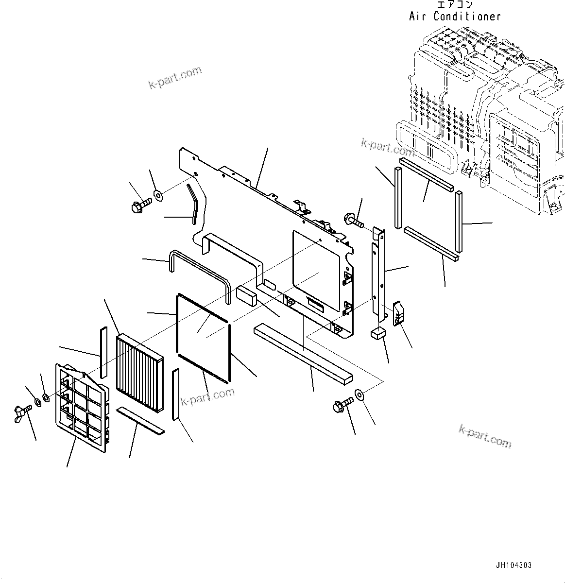 Komatsu parts book diagram for PC360LCI-11 S/N 94001-UP (For KAL): CAB, CAB IN PARTS, PARTITION AND RECIRCULATION AIR FILTER(#94001-)