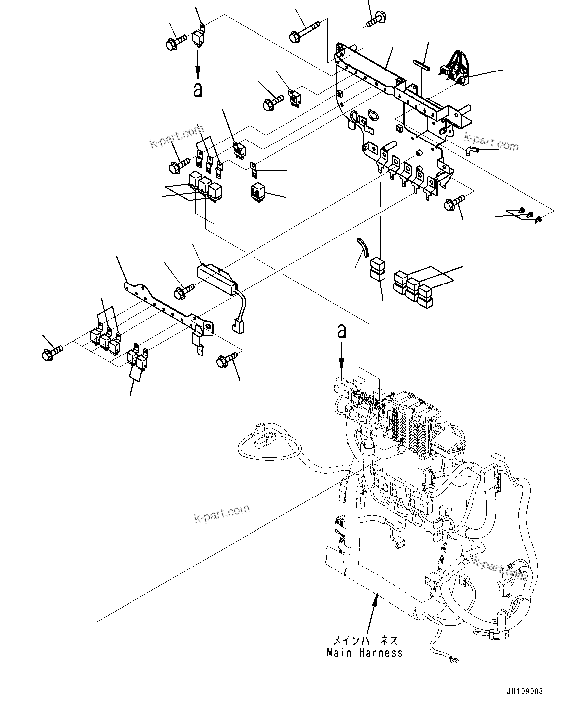 Komatsu parts book diagram for PC360LCI-11 S/N 94001-UP (For KAL): CAB, CAB IN PARTS, SUB PLATE AND RELAY(#94001-)