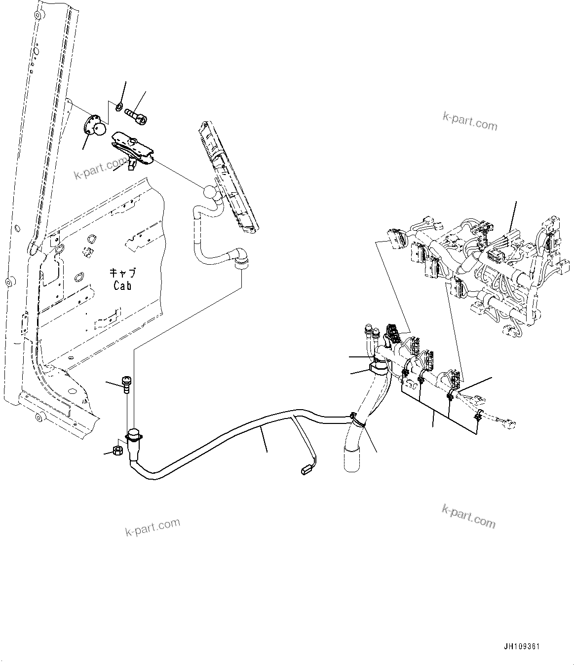 Komatsu parts book diagram for PC360LCI-11 S/N 94001-UP (For KAL): CAB, CAB IN PARTS, CONTROL BOX MOUNTING AND WIRING HARNESS(#94001-)