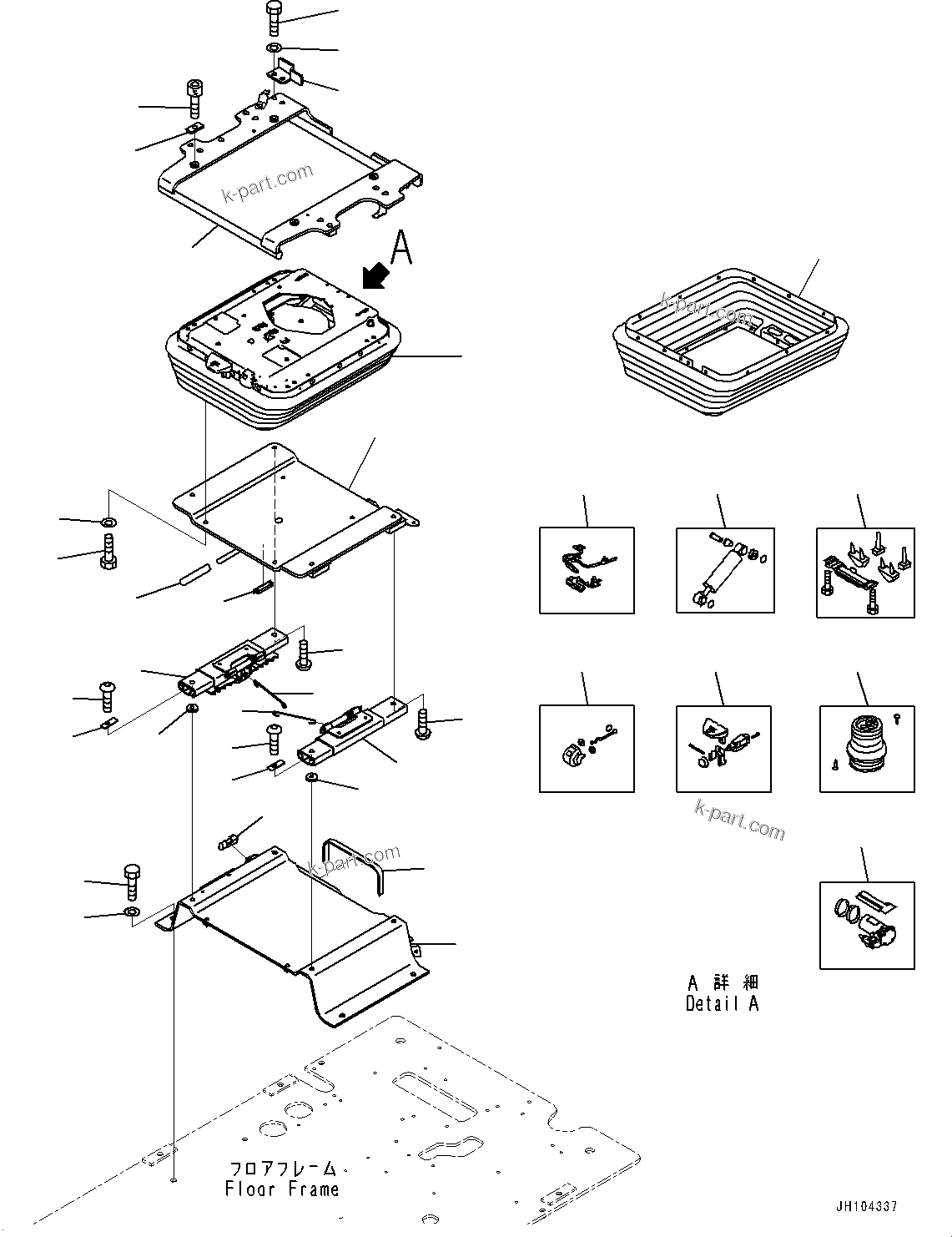 Komatsu parts book diagram for PC360LCI-11 S/N 94001-UP (For KAL): CAB, FLOOR, BASE(#94001-)