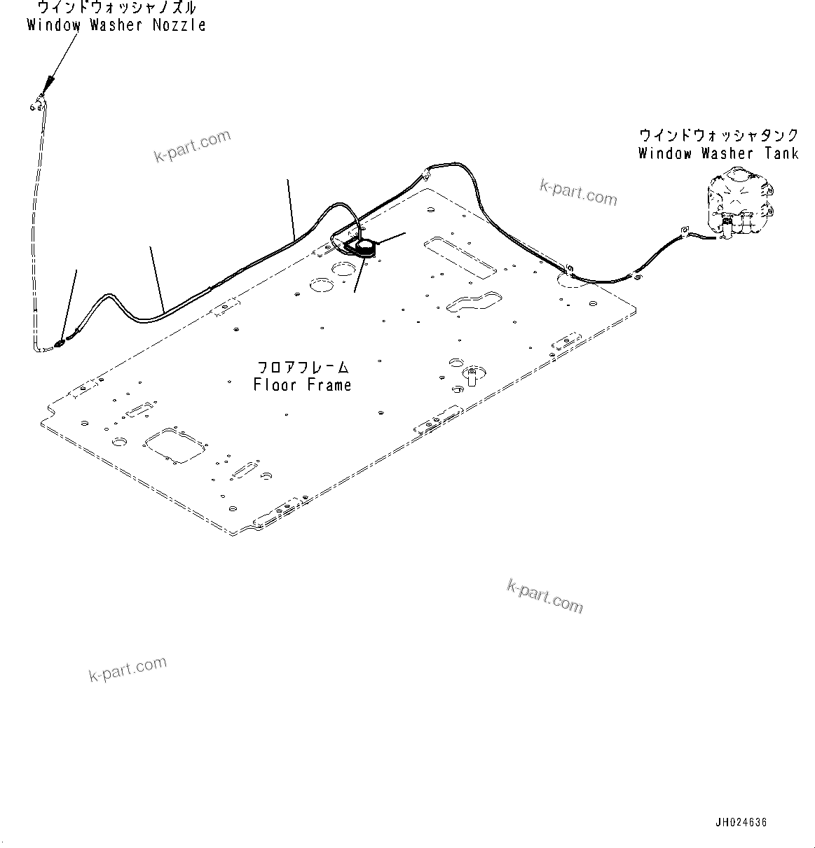 Komatsu parts book diagram for PC360LCI-11 S/N 94001-UP (For KAL): CAB, FLOOR, WINDOW WASHER HOSE(#94001-)