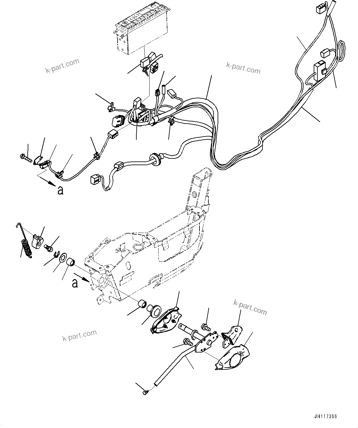 Komatsu parts book diagram for PC360LCI-11 S/N 94001-UP (For KAL): CAB, FLOOR, WORK EQUIPMENT LOCK LEVER(#94001-)