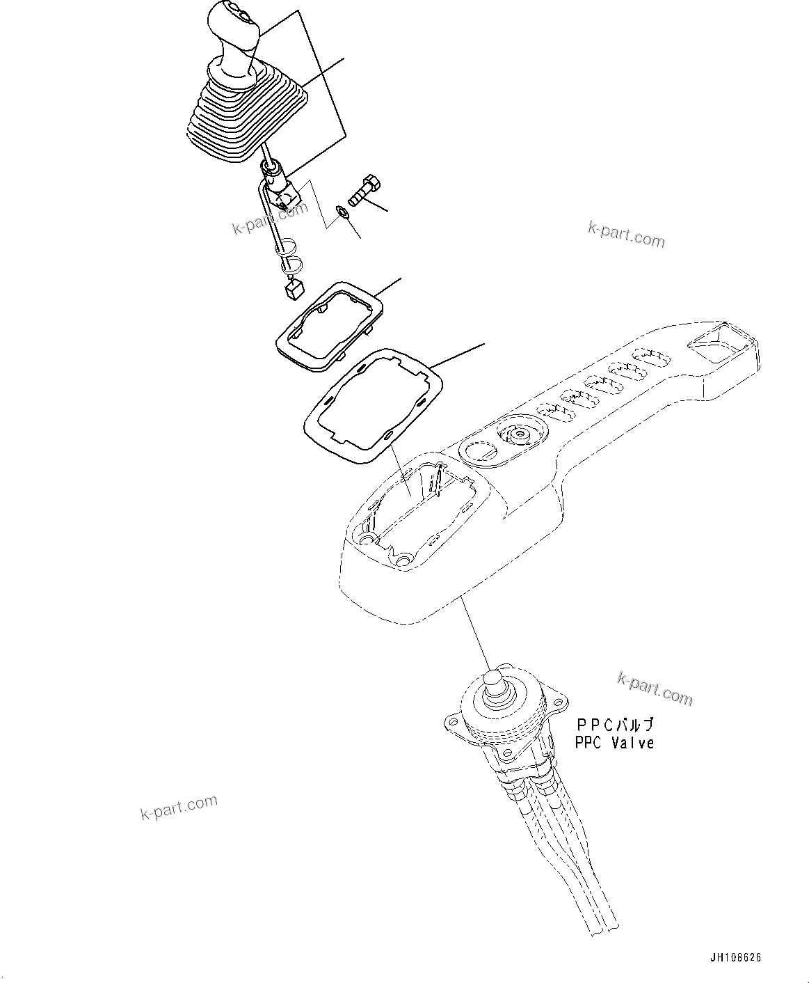 Komatsu parts book diagram for PC360LCI-11 S/N 94001-UP (For KAL): CAB, FLOOR, WORK EQUIPMENT CONTROL LEVER, R.H.(#94001-)