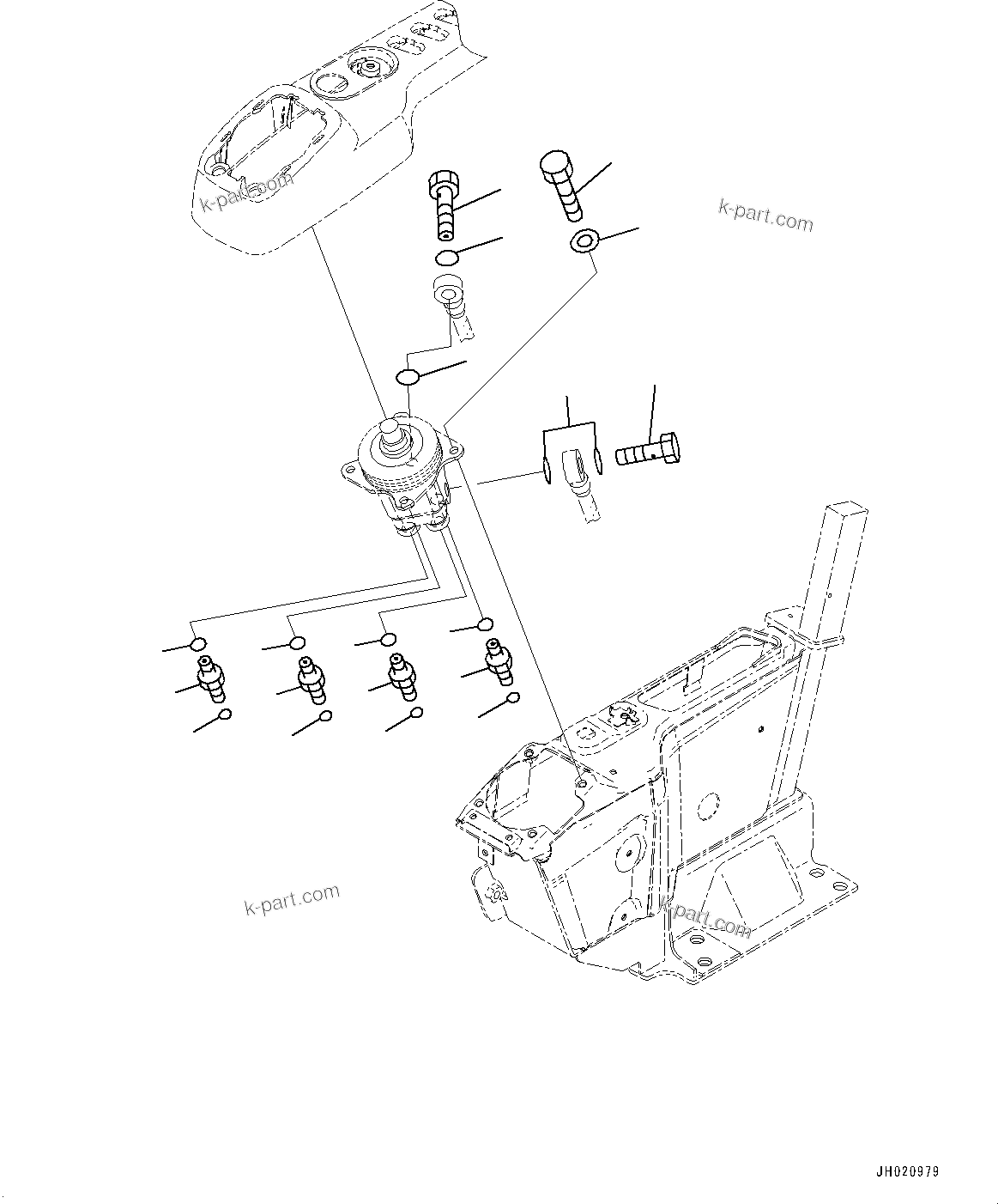 Komatsu parts book diagram for PC360LCI-11 S/N 94001-UP (For KAL): CAB, FLOOR, PPC VALVE MOUNTING FOR WORK EQUIPMENT, R.H.(#94001-)