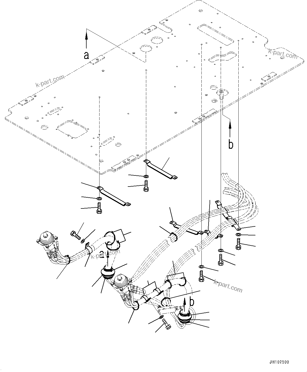 Komatsu parts book diagram for PC360LCI-11 S/N 94001-UP (For KAL): CAB, FLOOR, PIPING MOUNTING(#94001-)