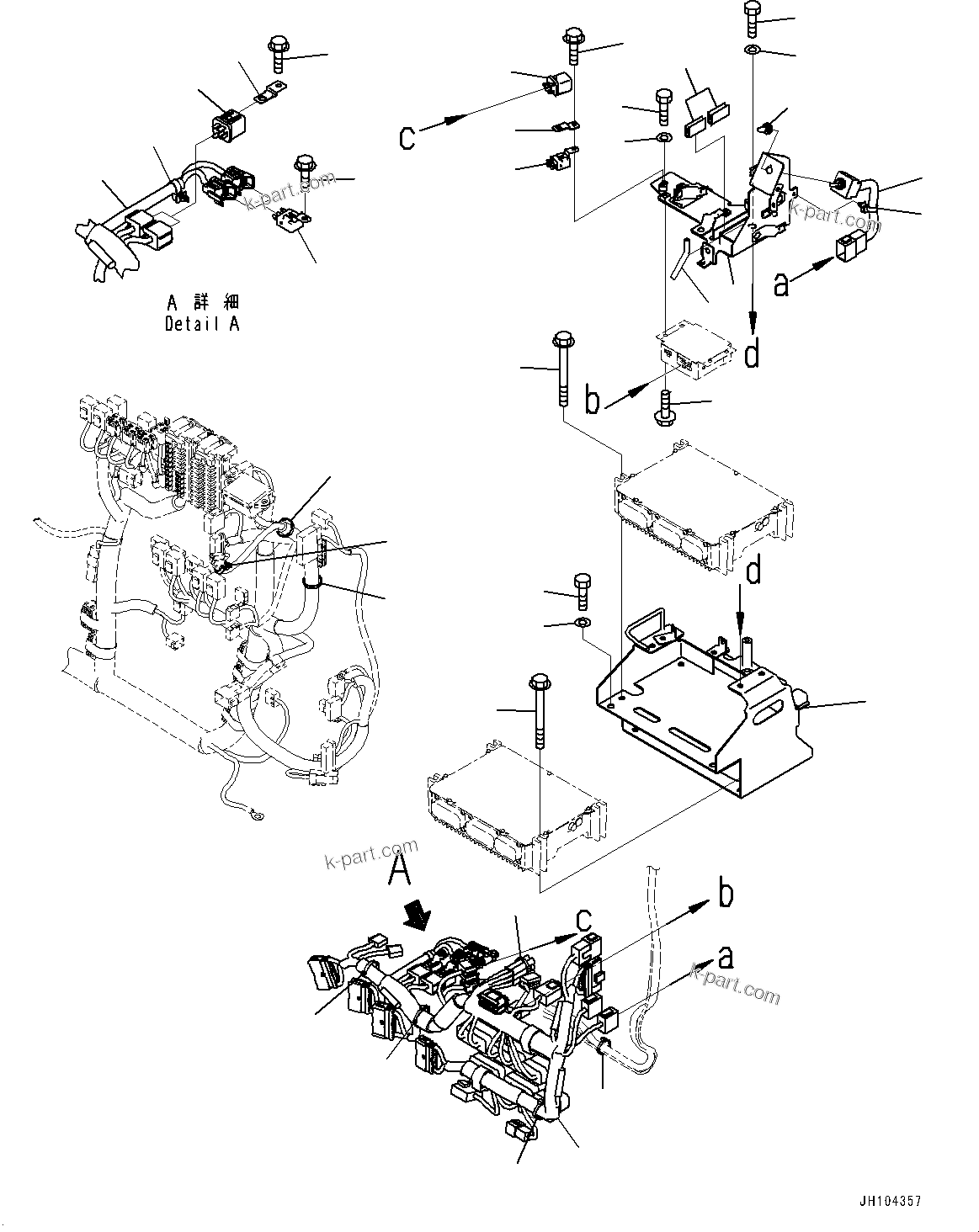 Komatsu parts book diagram for PC360LCI-11 S/N 94001-UP (For KAL): CAB, REAR COVER, WIRING HARNESS(#94001-)