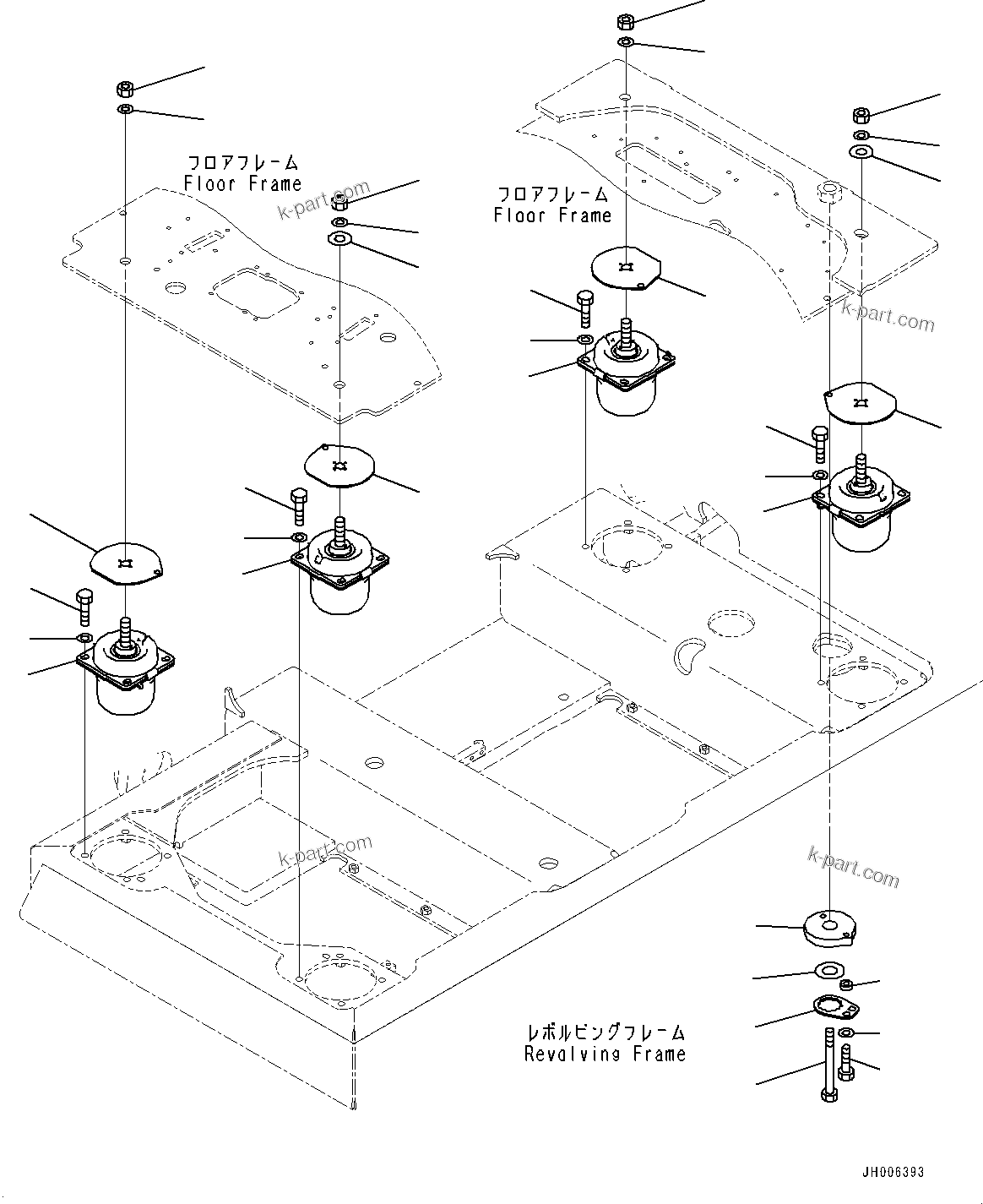 Komatsu parts book diagram for PC360LCI-11 S/N 94001-UP (For KAL): FLOOR MOUNTING, (#90001-)