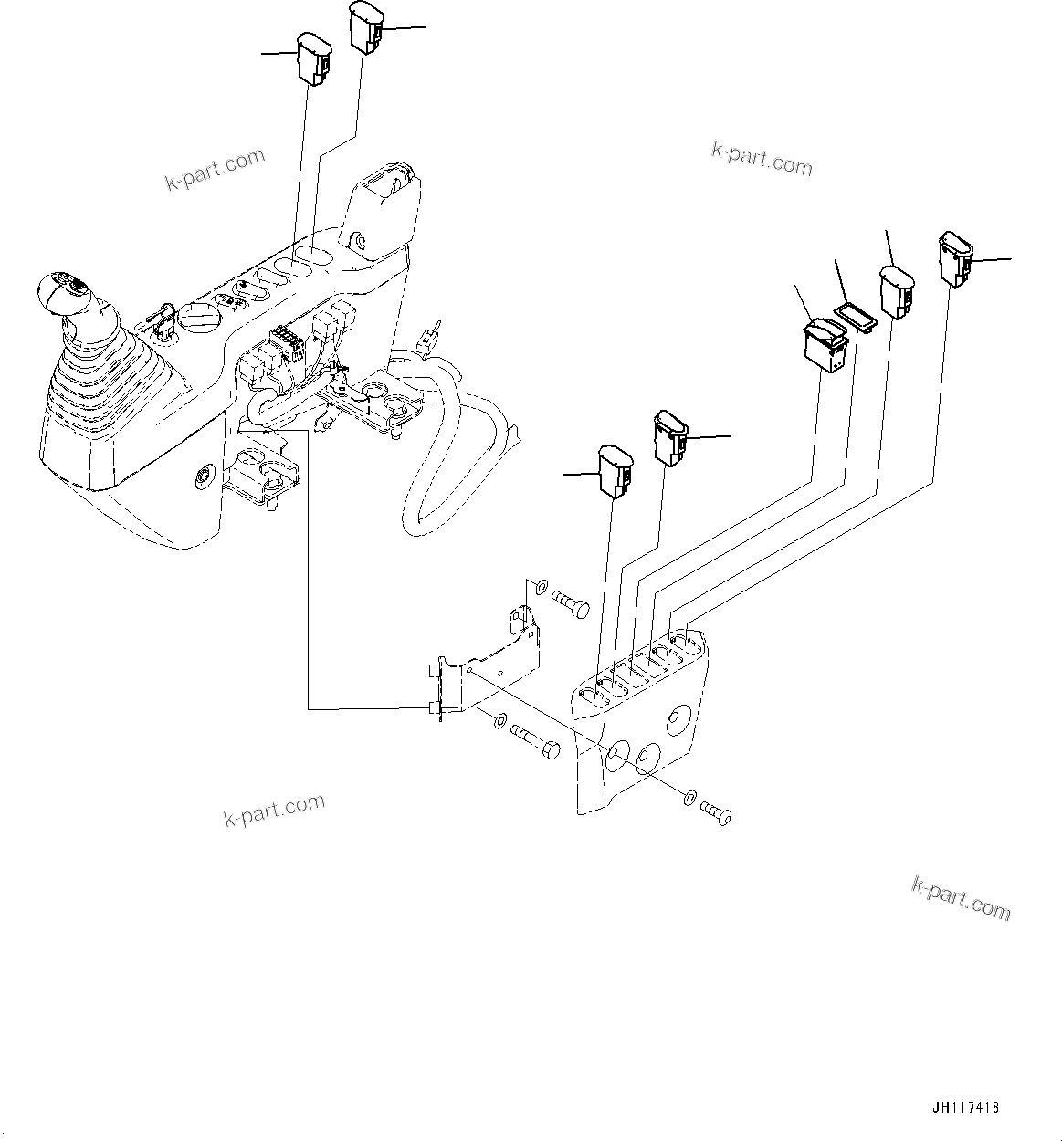 Komatsu parts book diagram for PC360LCI-11 S/N 94001-UP (For KAL): ADDITIONAL SWITCH, (#94001-)