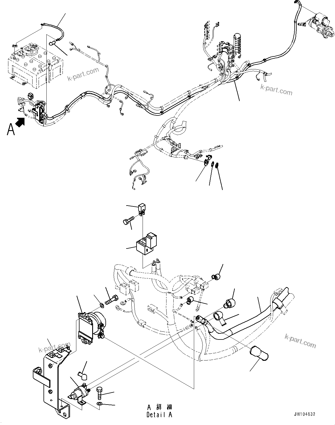 Komatsu parts book diagram for PC360LCI-11 S/N 94001-UP (For KAL): WIRING HARNESS, BATTERY CABLE(#94001-)