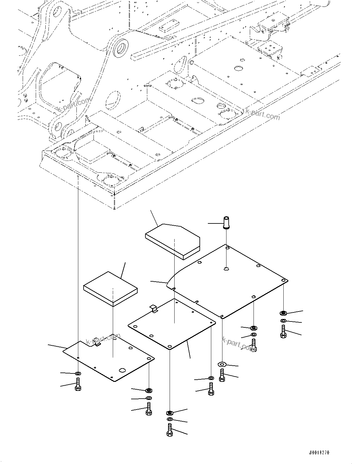 Komatsu parts book diagram for PC360LCI-11 S/N 94001-UP (For KAL): UNDER COVER, (1/4)(#90156-)