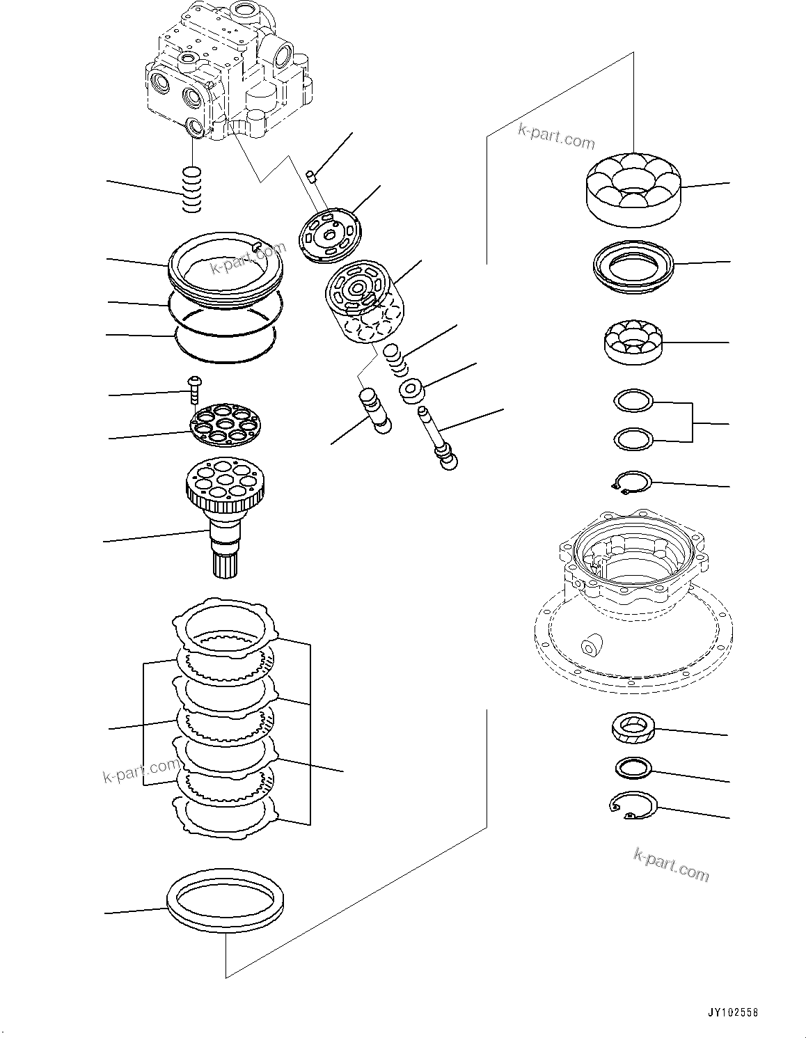 Komatsu parts book diagram for PC360LCI-11 S/N 94001-UP (For KAL): SWING MACHINERY AND MOTOR, INNER PARTS, SWING MOTOR (2/3)(#90156-)
