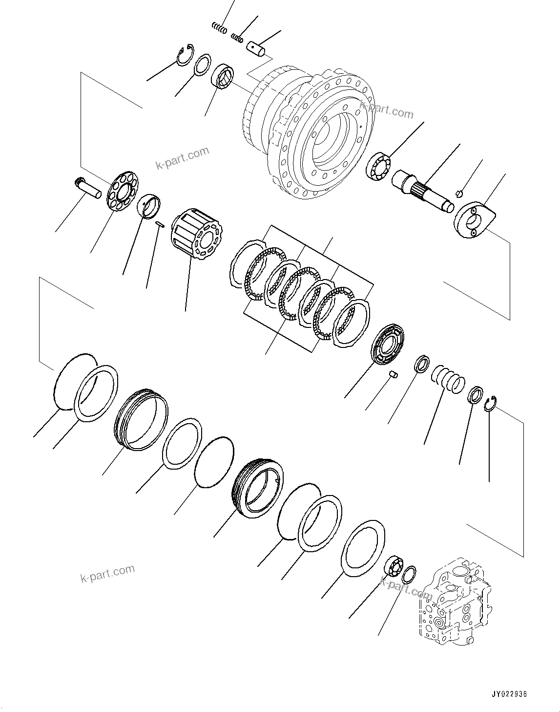 Komatsu parts book diagram for PC360LCI-11 S/N 94001-UP (For KAL): TRAVEL MOTOR AND FINAL DRIVE, TRAVEL MOTOR, L.H. (2/3)(#90512-)
