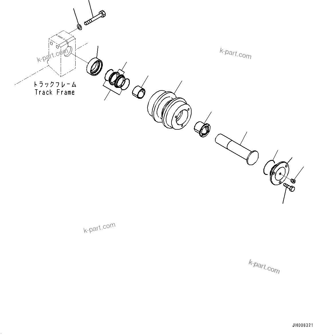 Komatsu parts book diagram for PC360LCI-11 S/N 94001-UP (For KAL): CARRIER ROLLER, (#90156-)