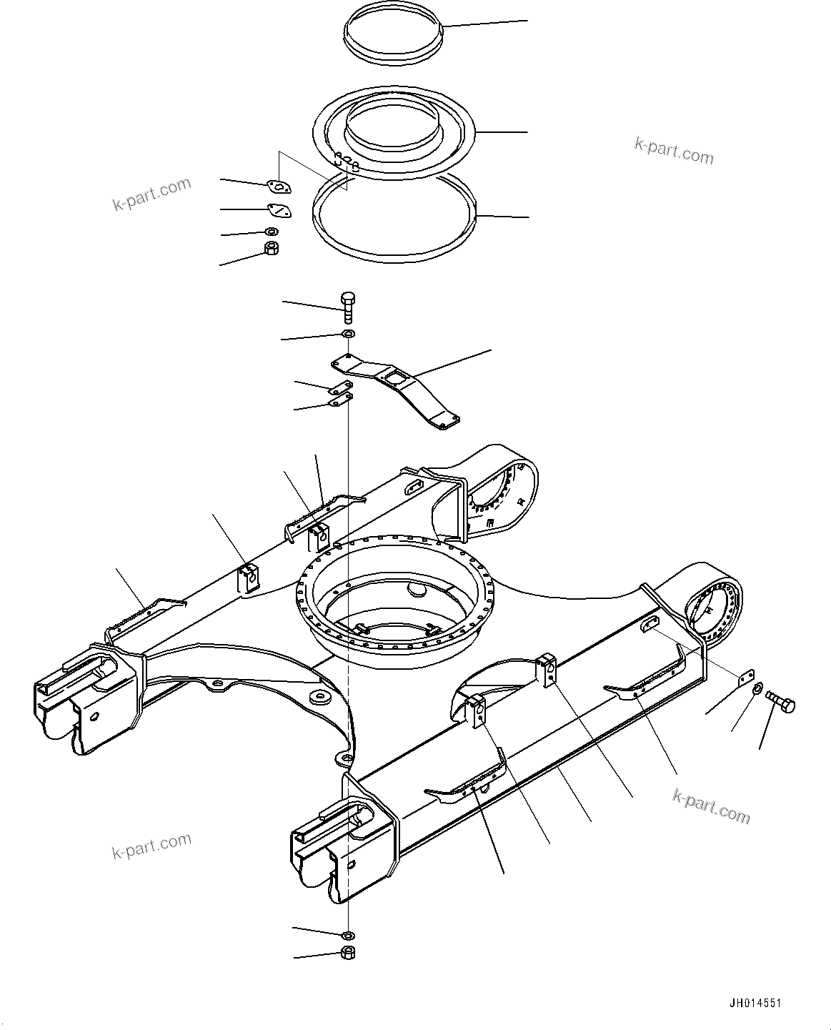 Komatsu parts book diagram for PC360LCI-11 S/N 94001-UP (For KAL): TRACK FRAME, (#90001-)