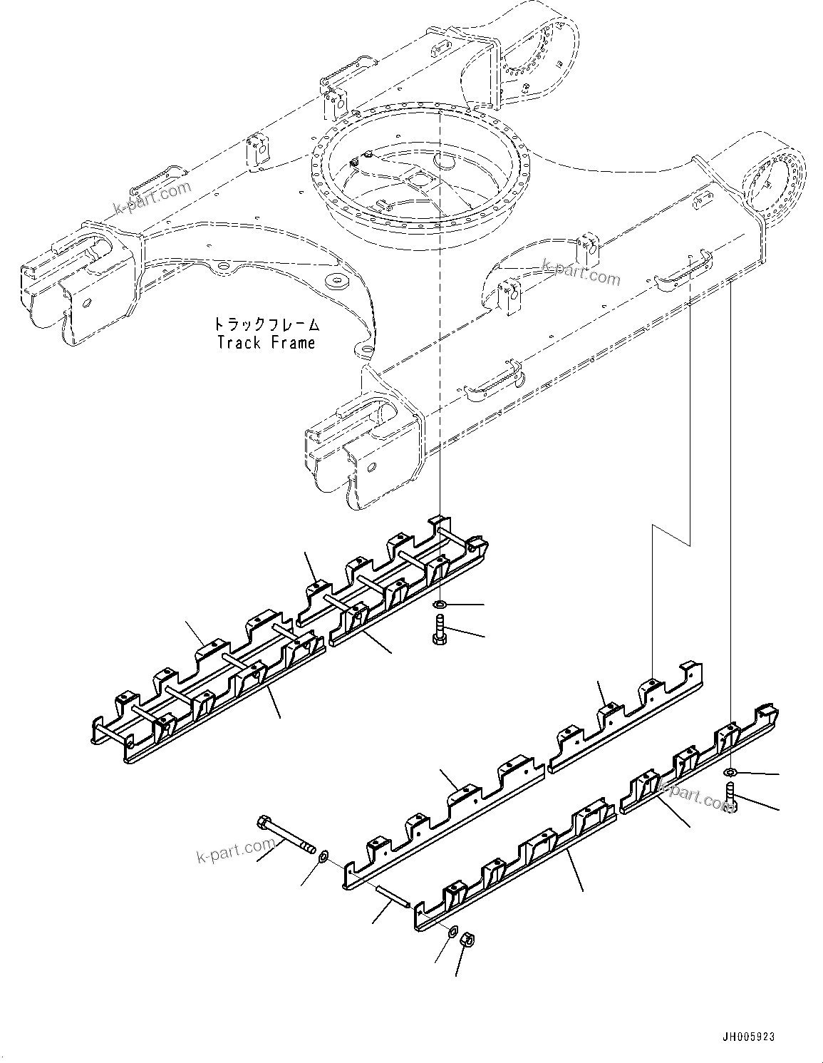Komatsu parts book diagram for PC360LCI-11 S/N 94001-UP (For KAL): TRACK ROLLER GUARD, (#90156-)
