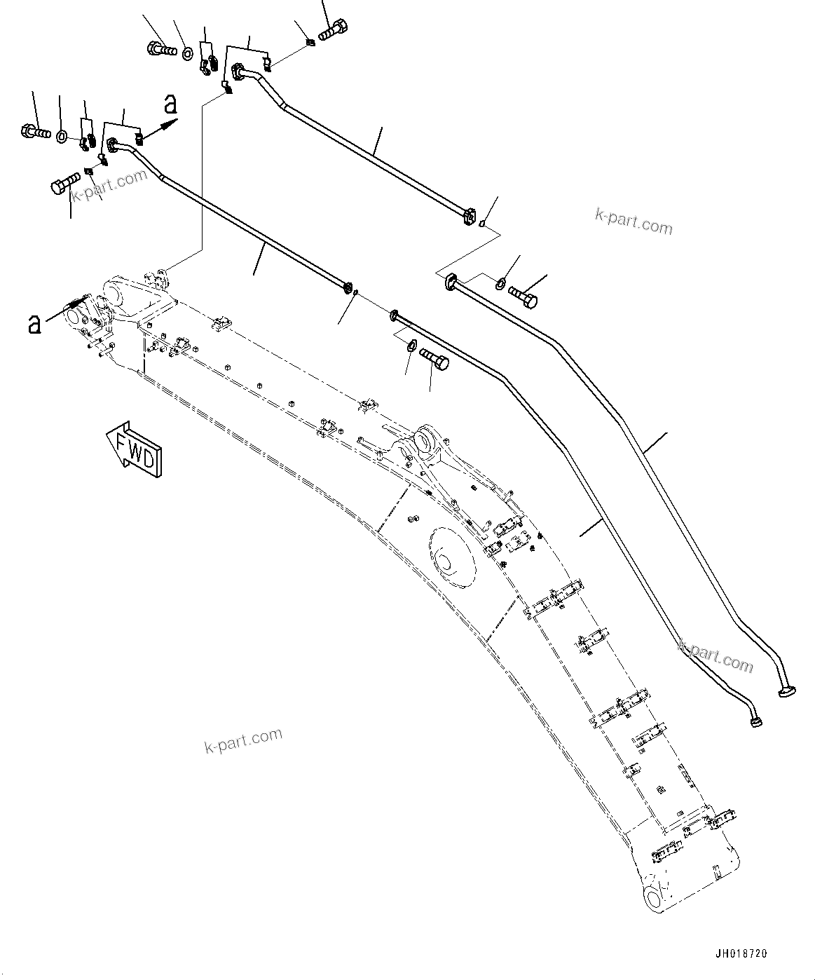 Komatsu parts book diagram for PC360LCI-11 S/N 94001-UP (For KAL): BOOM, ADDITIONAL PIPING(#94001-)