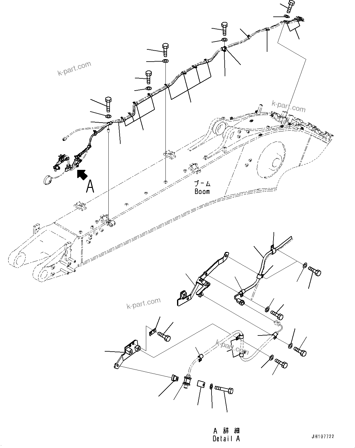 Komatsu parts book diagram for PC360LCI-11 S/N 94001-UP (For KAL): BOOM, WIRING HARNESS(#94001-)