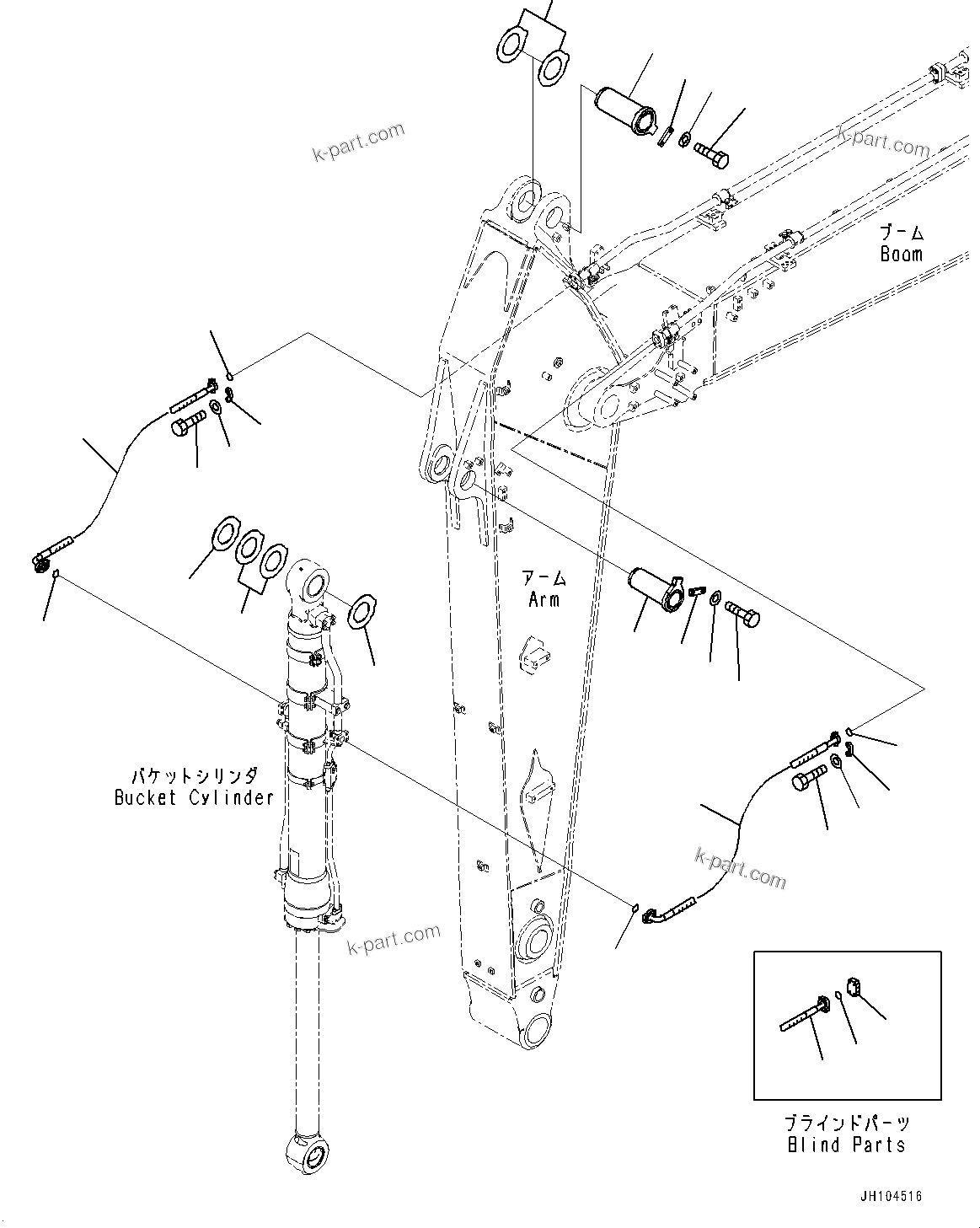Komatsu parts book diagram for PC360LCI-11 S/N 94001-UP (For KAL): ARM, BUCKET CYLINDER HOSE AND PIN(#90156-)