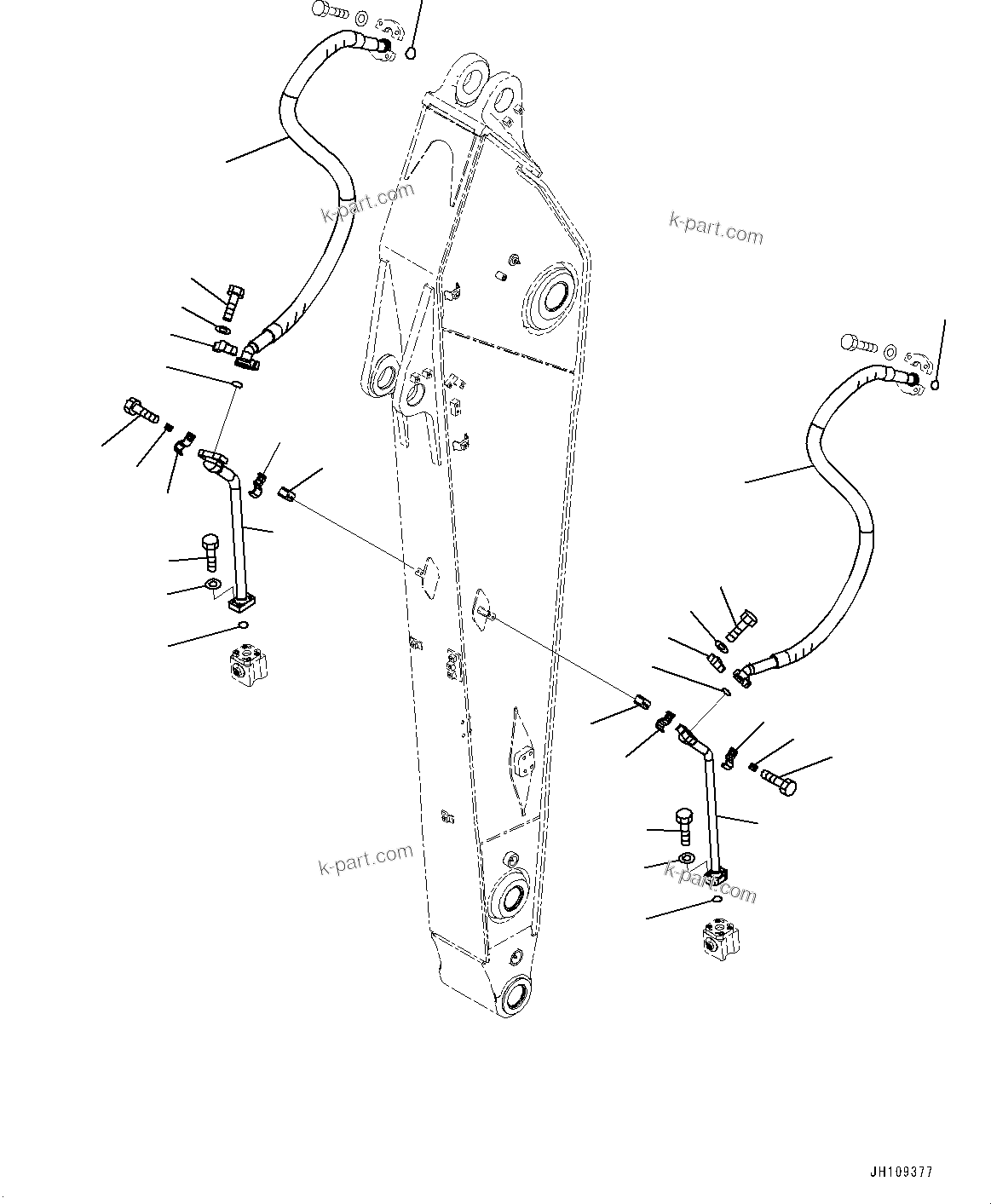 Komatsu parts book diagram for PC360LCI-11 S/N 94001-UP (For KAL): ARM, ADDITIONAL PIPING (1/2)(#90156-)