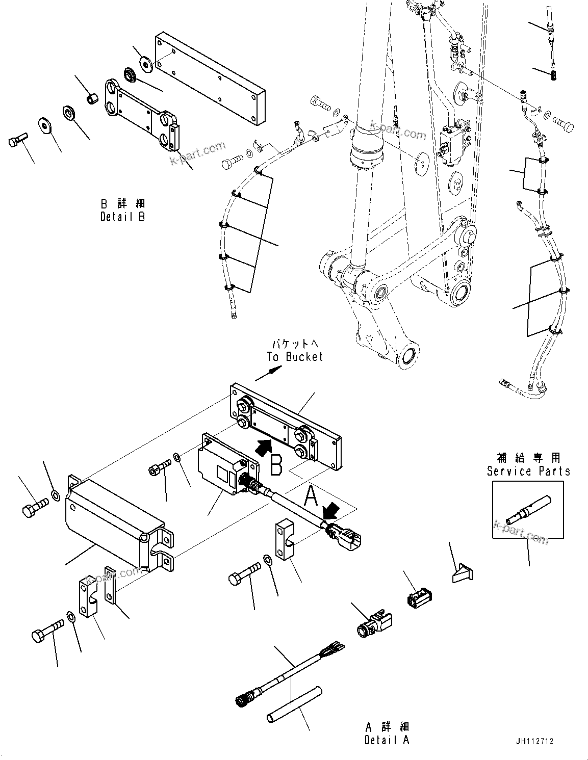 Komatsu parts book diagram for PC360LCI-11 S/N 94001-UP (For KAL): IMU AUTO TILT BUCKET KIT, (#91950-)