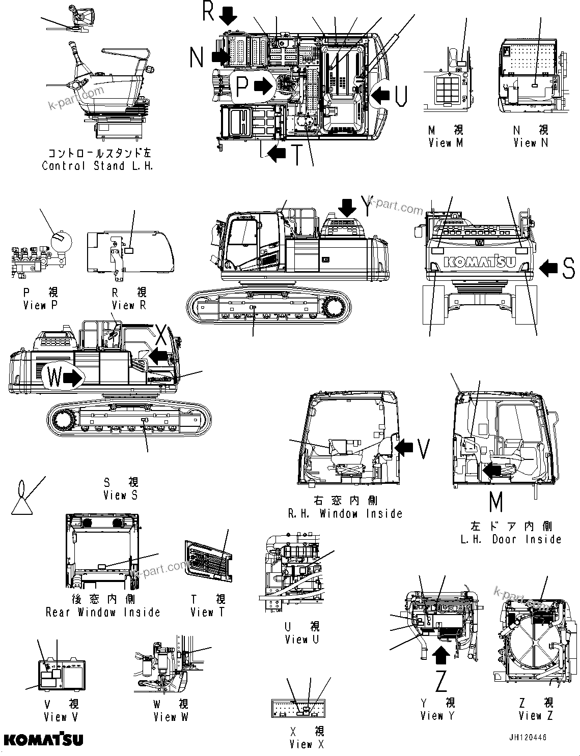 Komatsu parts book diagram for PC360LCI-11 S/N 94001-UP (For KAL): MARKS AND PLATES, (#94001-)