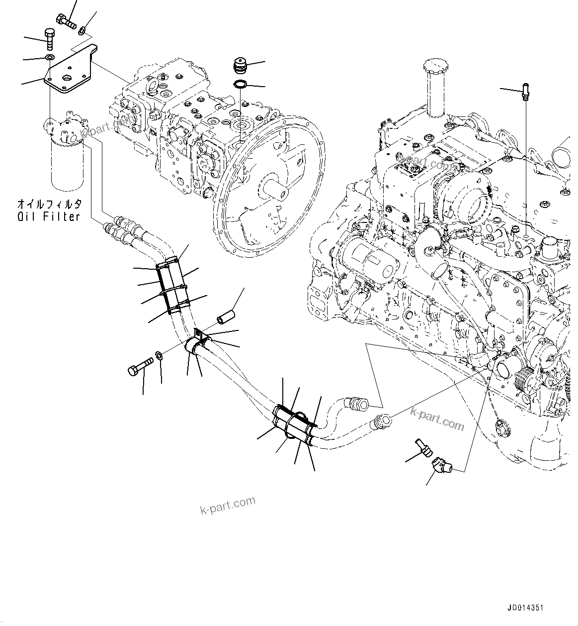 Komatsu parts book diagram for PC290LC-8 S/N 32001-UP: DAMPER, OIL FILTER RELATED PARTS(#30471-)