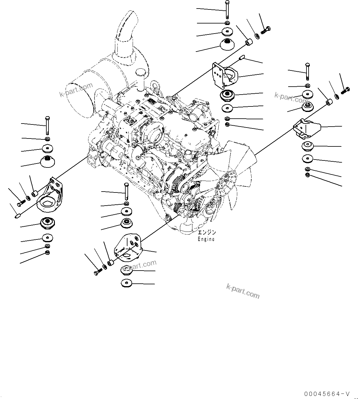 Komatsu parts book diagram for PC290LC-8 S/N 32001-UP: ENGINE MOUNTING, (#30471-)